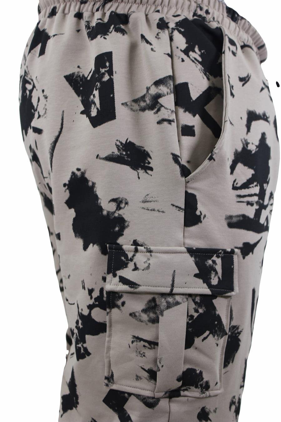 Mocgrande Büyük Beden Abstract  Likralı Erkek Penye Şort 23610 TOPRAK