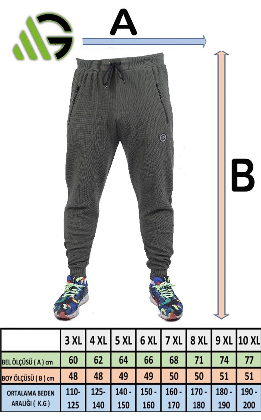 Mocgrande Büyük Beden Basic Eşofman Altı Full Lycra 11516 HAKI