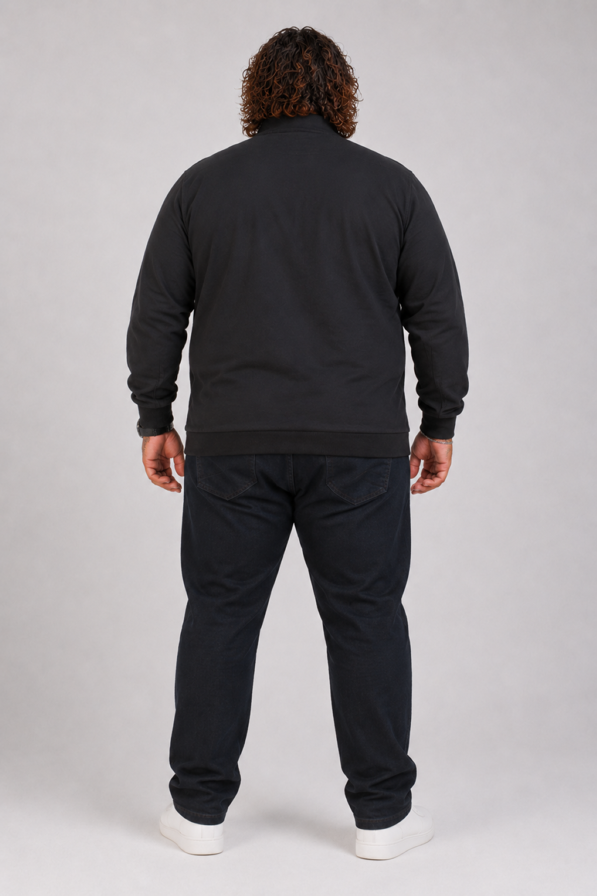 Mocgrande Büyük Beden Basic Mevsimlik Fermuarlı Sweatshirt 22750 SIYAH