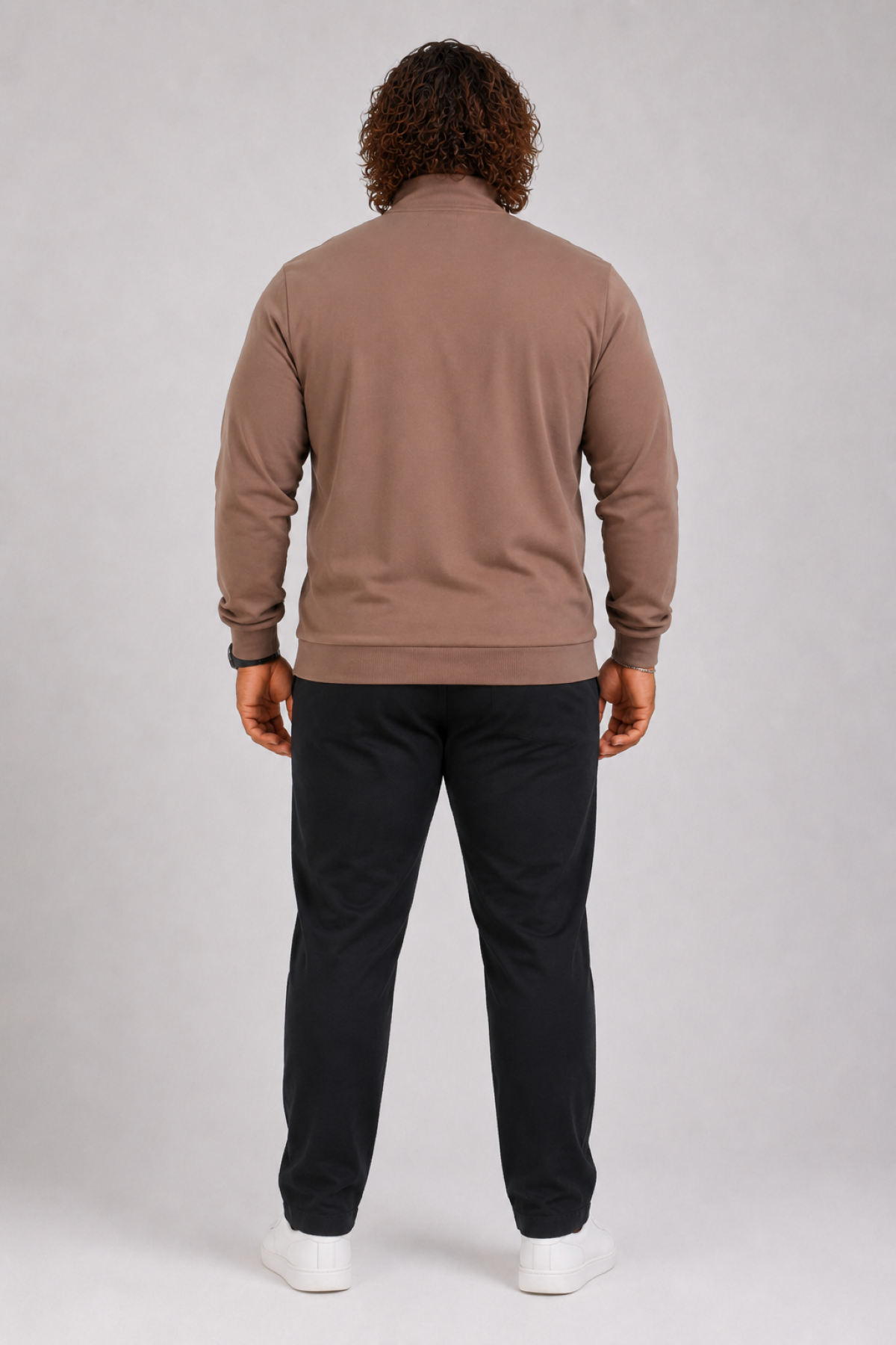 Mocgrande Büyük Beden Basic Mevsimlik Fermuarlı Sweatshirt 22750 TABA
