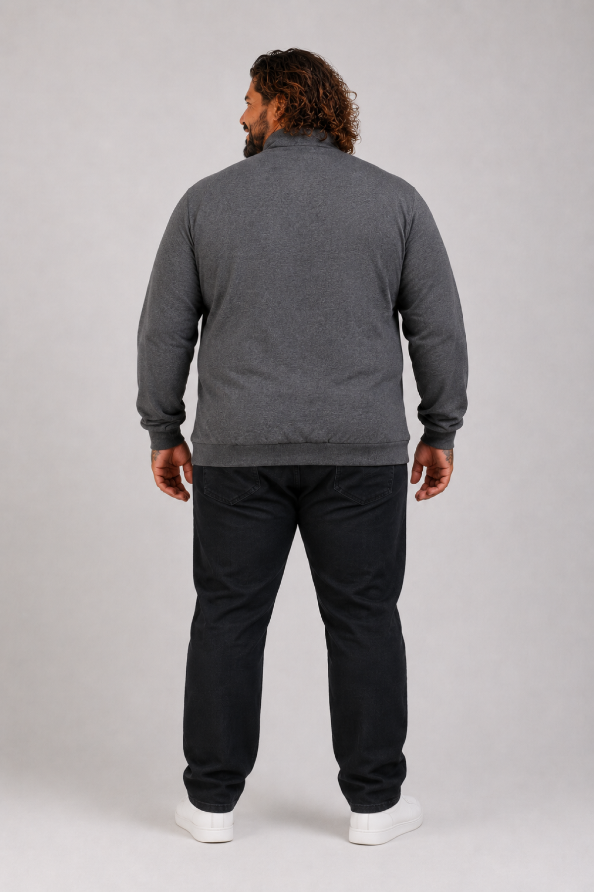 Mocgrande Büyük Beden Basic Mevsimlik Fermuarlı Sweatshirt 22750 ANTRASIT