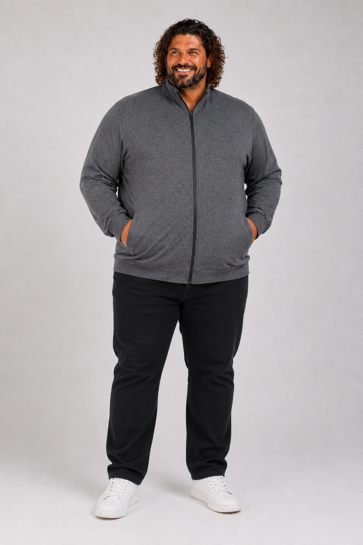 Mocgrande Büyük Beden Basic Mevsimlik Fermuarlı Sweatshirt 22750 ANTRASIT