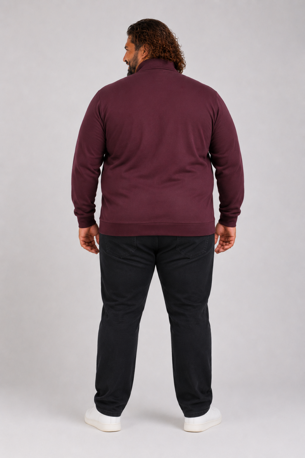 Mocgrande Büyük Beden Basic Mevsimlik Fermuarlı Sweatshirt 22750 MURDUM
