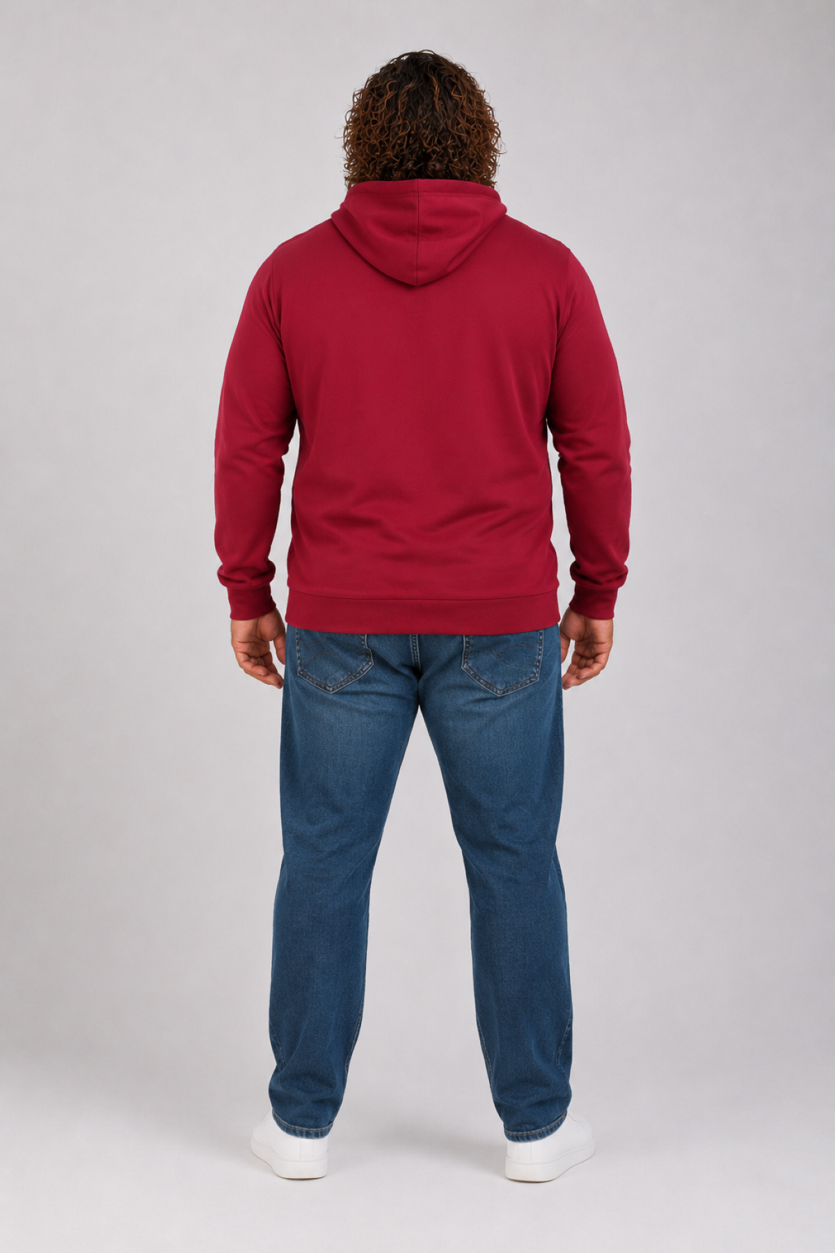 Mocgrande Büyük Beden Basic Mevsimlik Fermuarlı Kapüşonlu Sweat 22751 BORDO