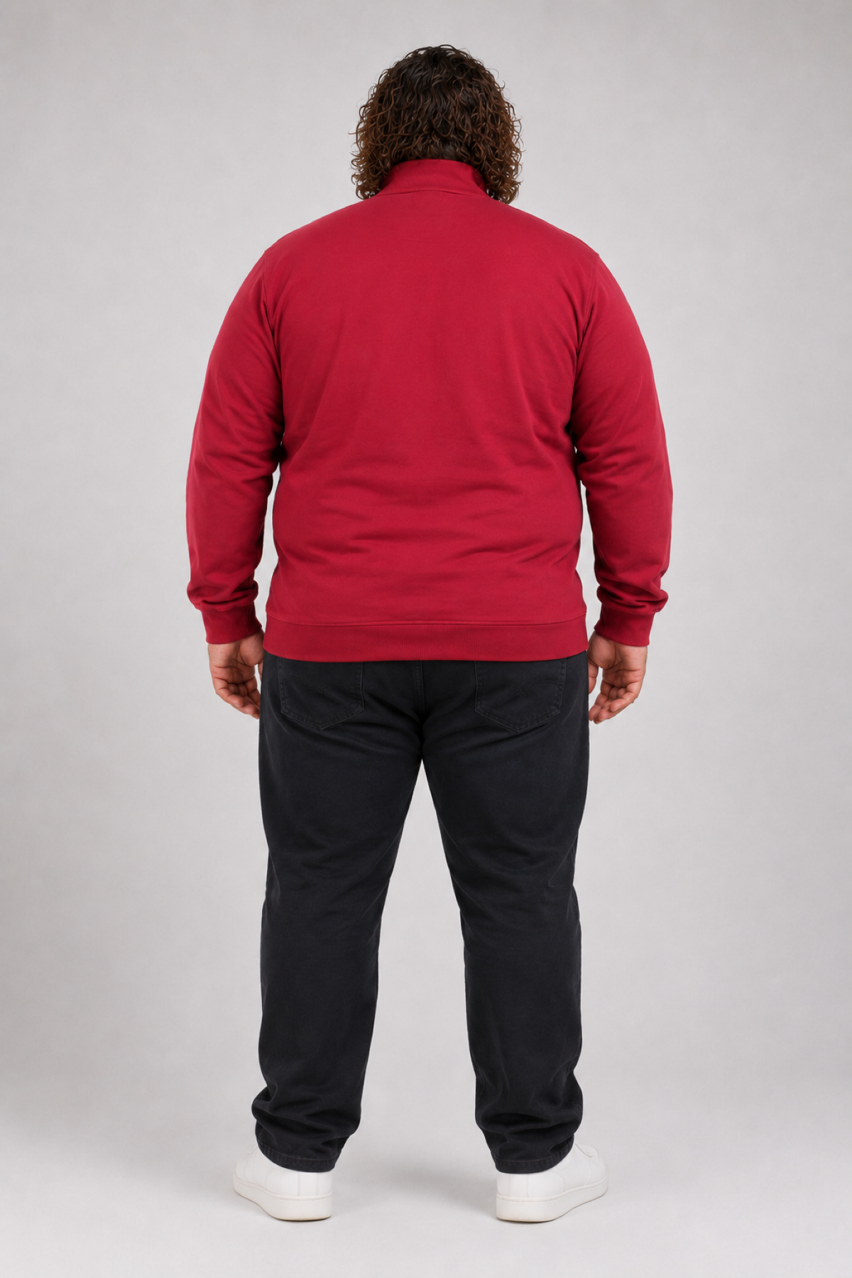 Mocgrande Büyük Beden Basic Mevsimlik Fermuarlı Sweatshirt 22750 BORDO
