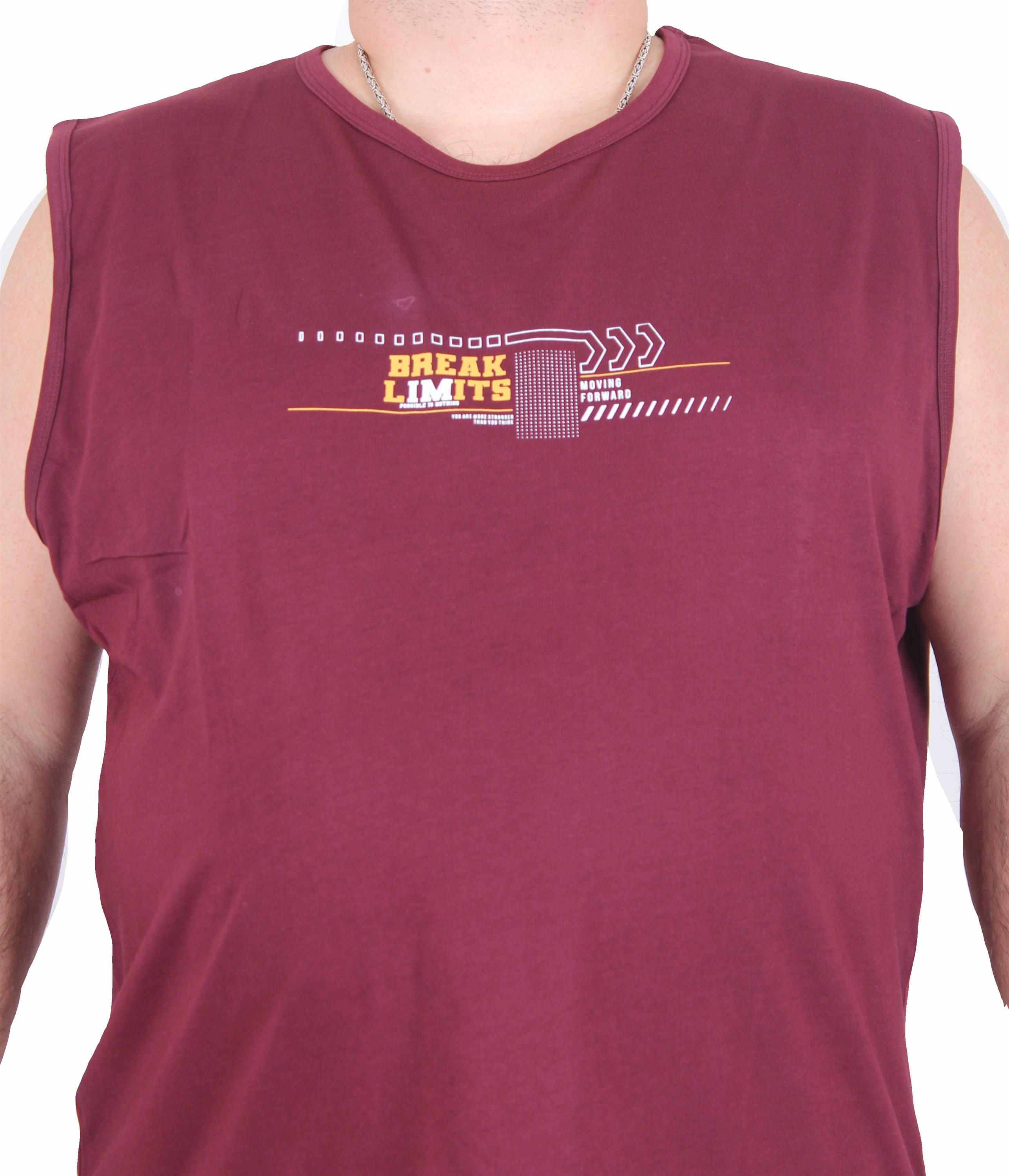 Mocgrande Büyük Beden Baskılı Kolsuz Tişört Break Limits 25153 MURDUM