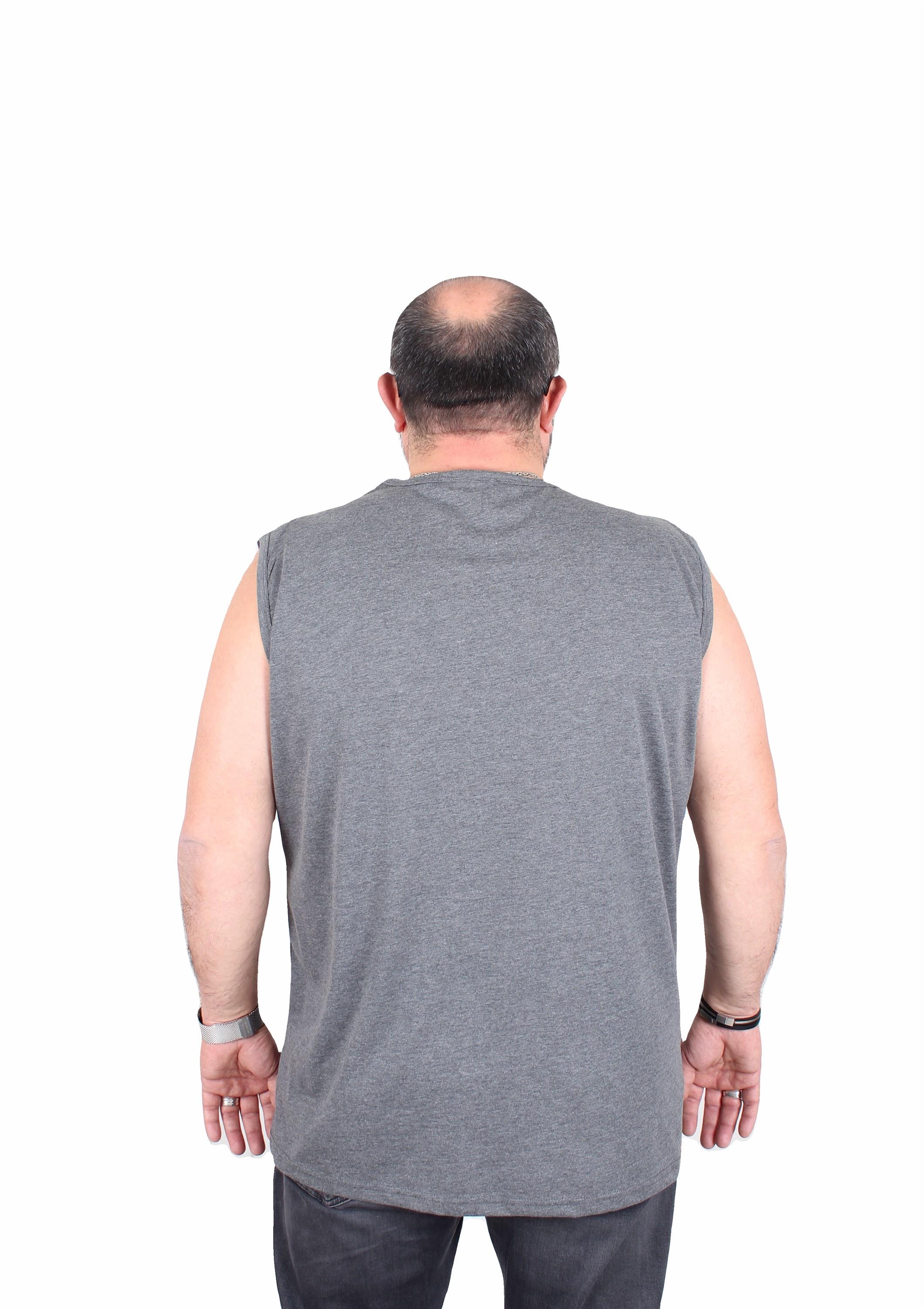 Mocgrande Büyük Beden Baskılı Kolsuz Tişört Beach Paradise 25151 GRI MELANJ