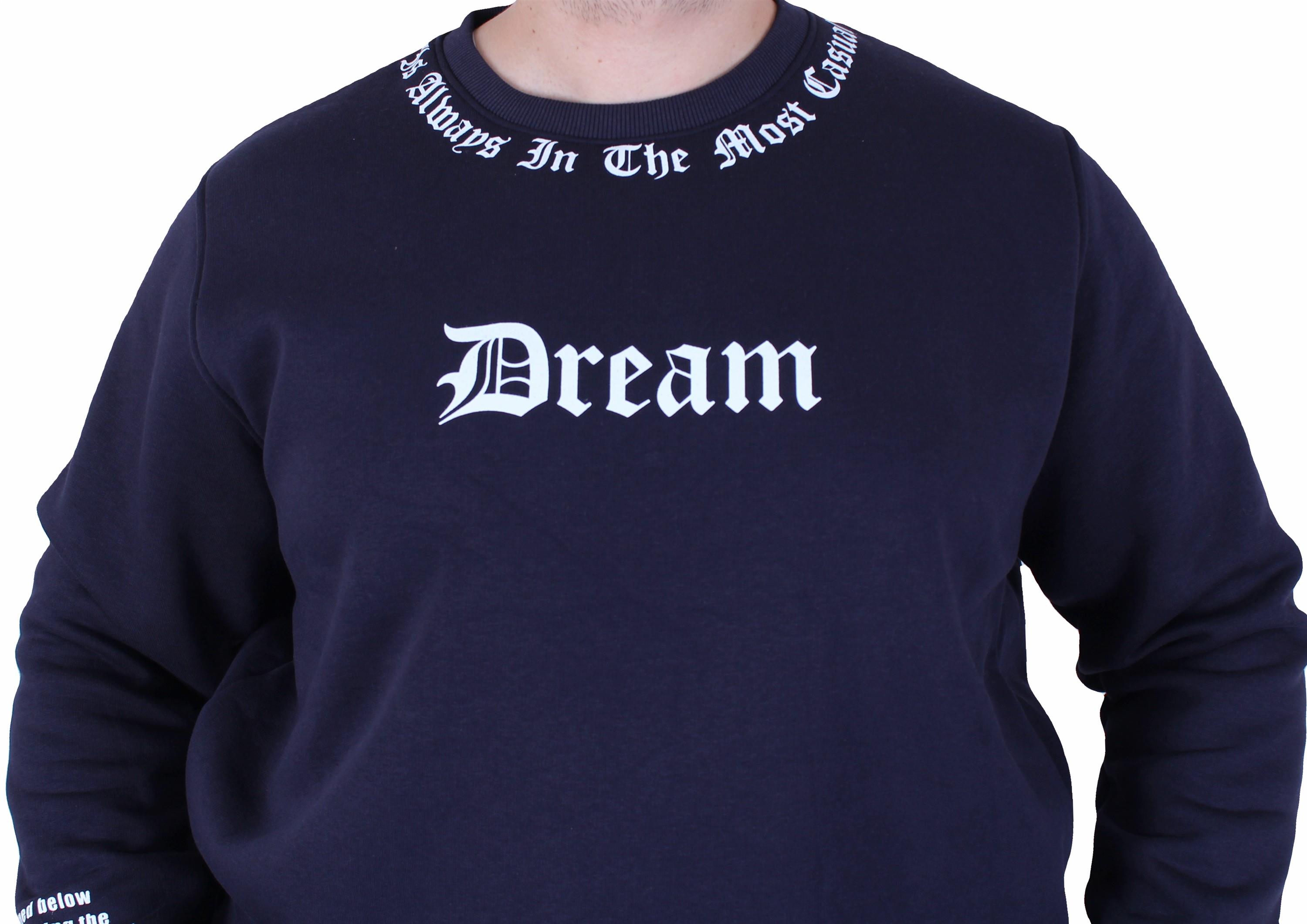 Mocgrande Büyük Beden Bisiklet Yaka 3ip Sweat Dream 25715 LACIVERT