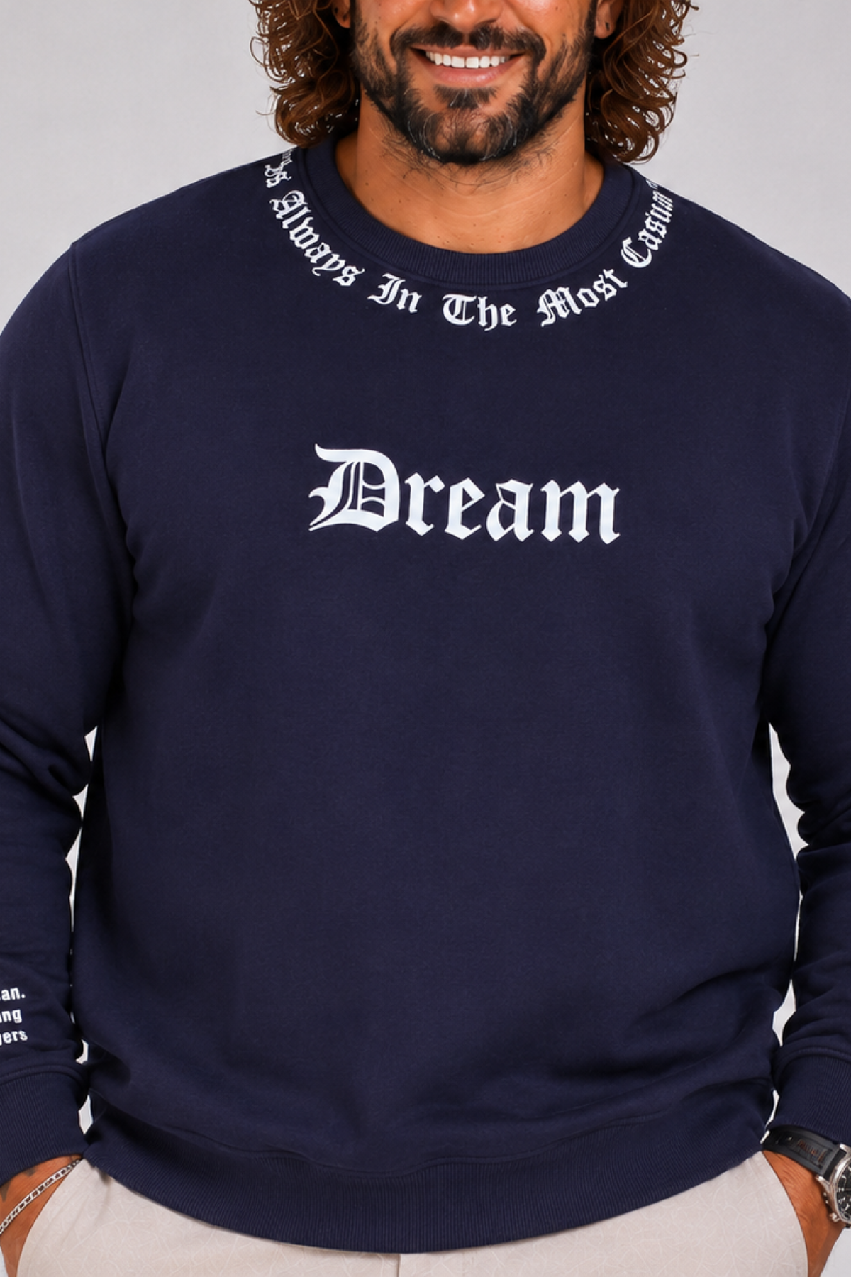 Mocgrande Büyük Beden Bisiklet Yaka 3ip Sweat Dream 25715 LACIVERT