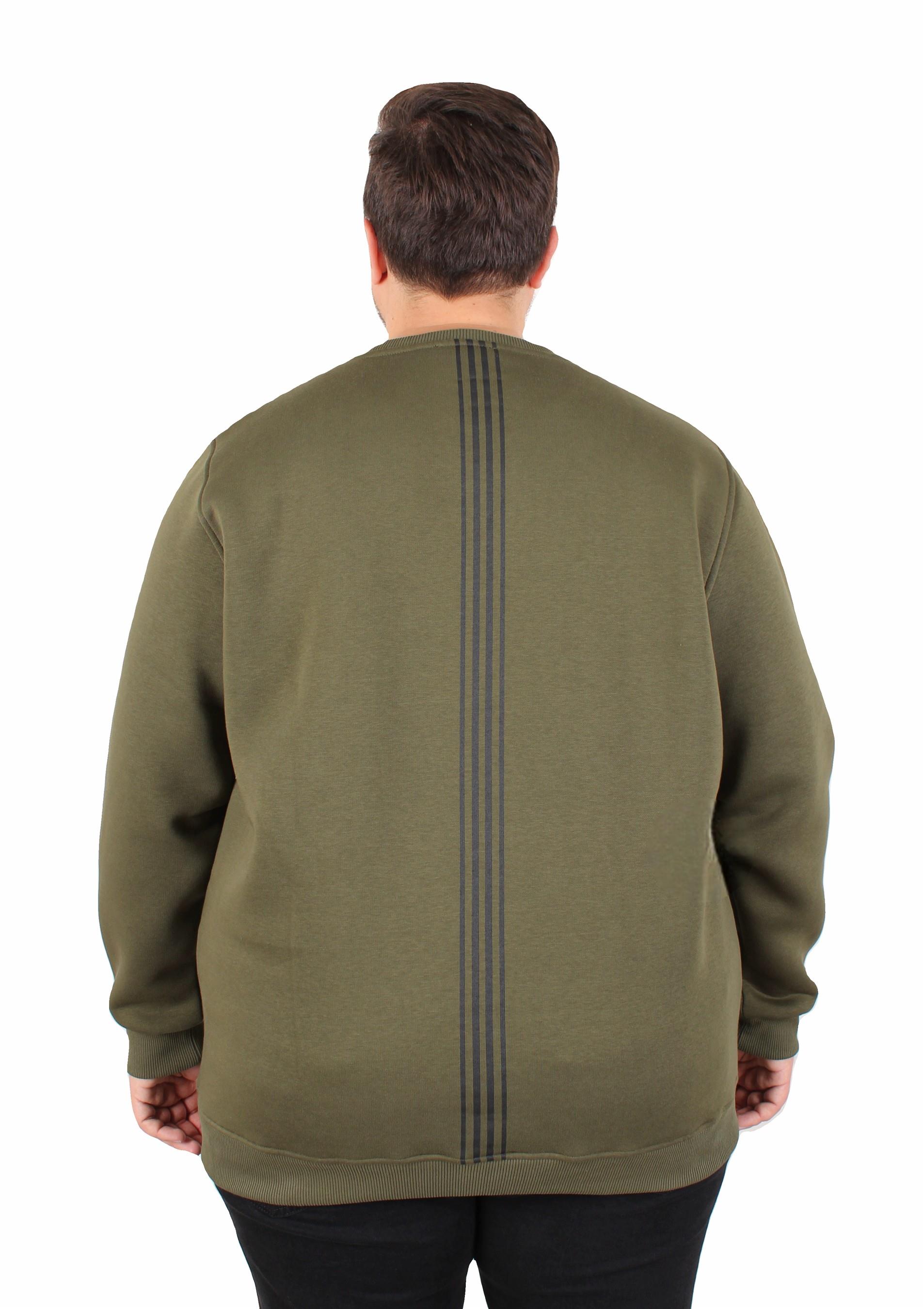 Mocgrande Büyük Beden Bisiklet Yaka 3ip Sweat Possible 25719 HAKI