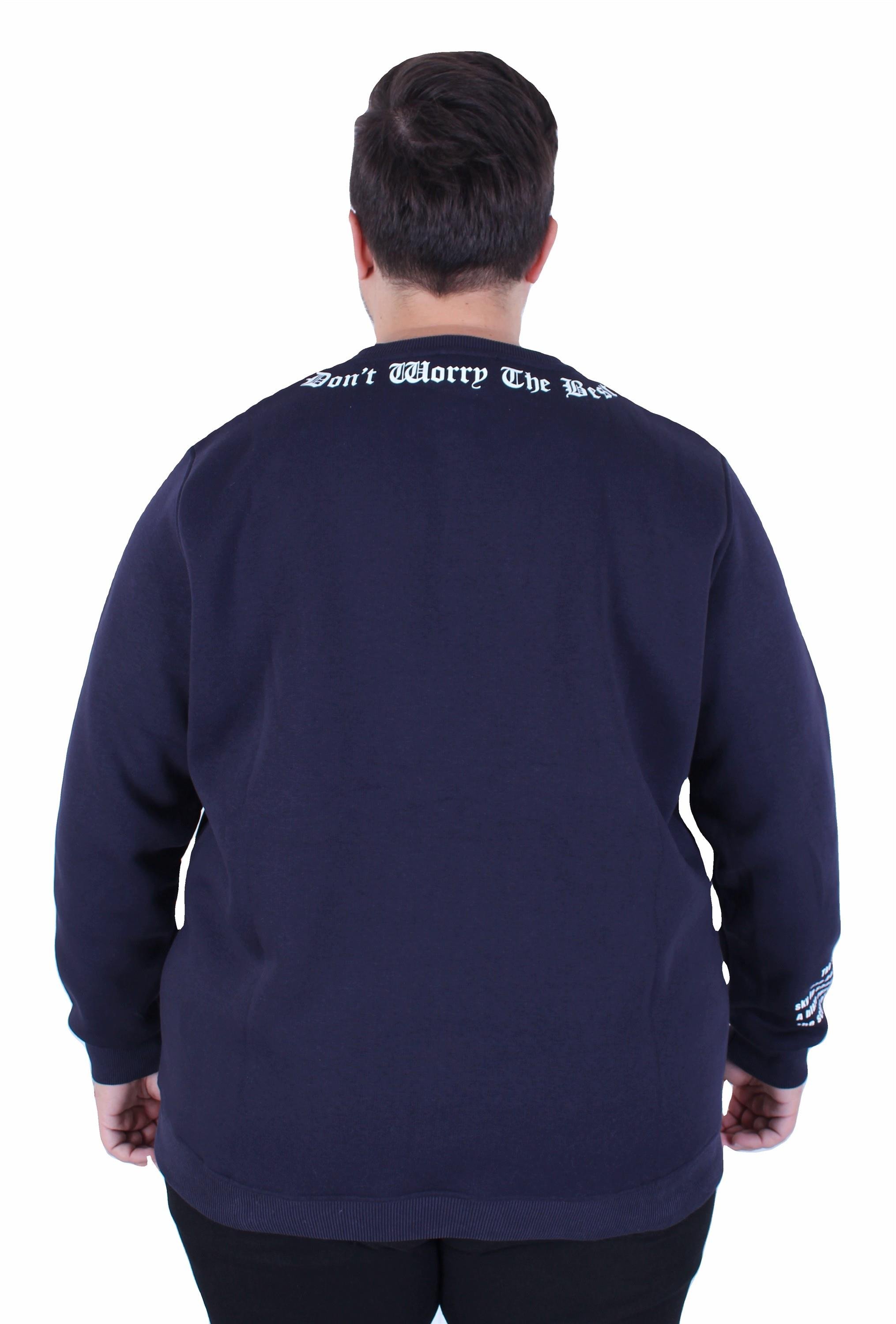 Mocgrande Büyük Beden Bisiklet Yaka 3ip Sweat Dream 25715 LACIVERT