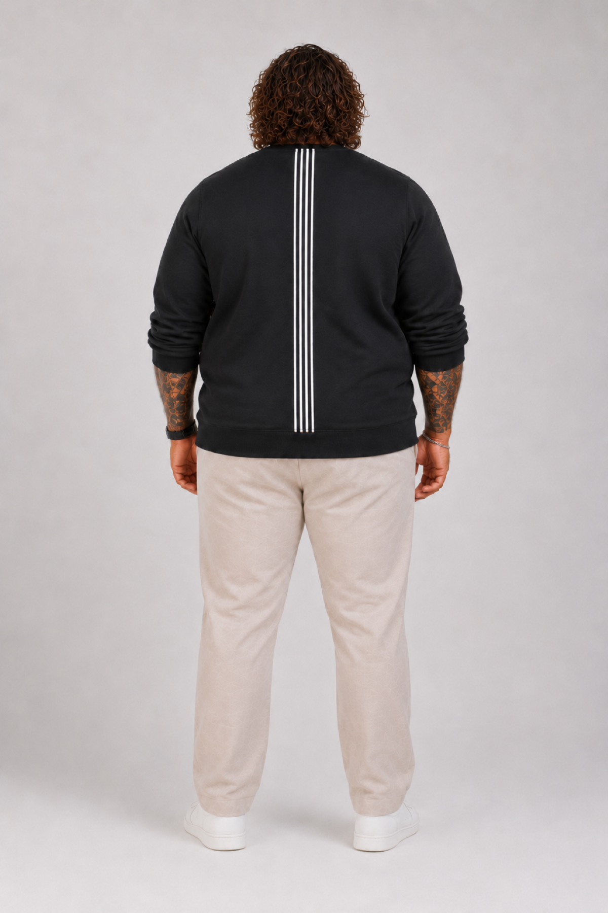 Mocgrande Büyük Beden Bisiklet Yaka 3ip Sweat Possible 25719 SIYAH