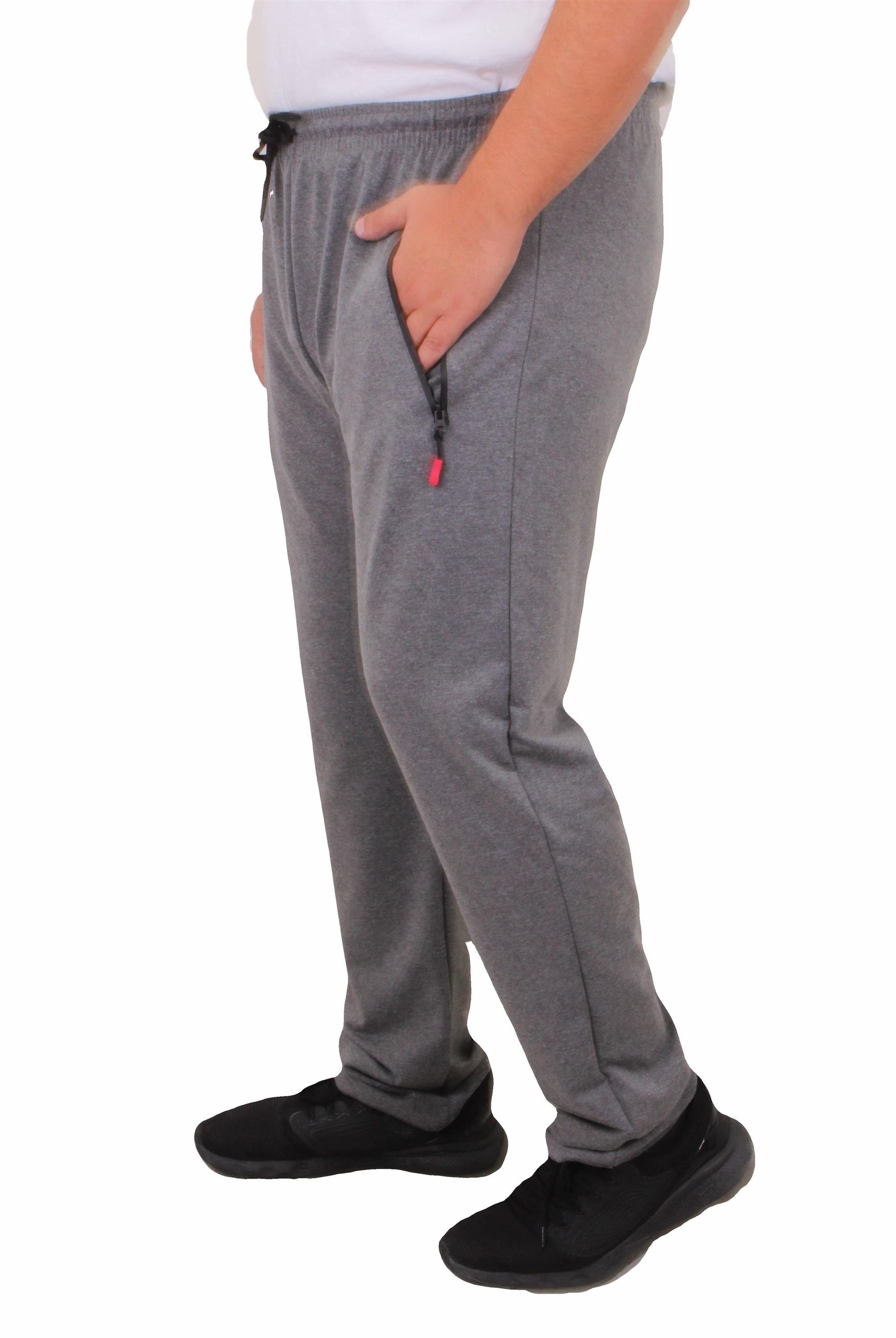 Mocgrande Büyük Beden Classic Eşofman Altı Fermuarlı Cep 22500 GRI MELANJ