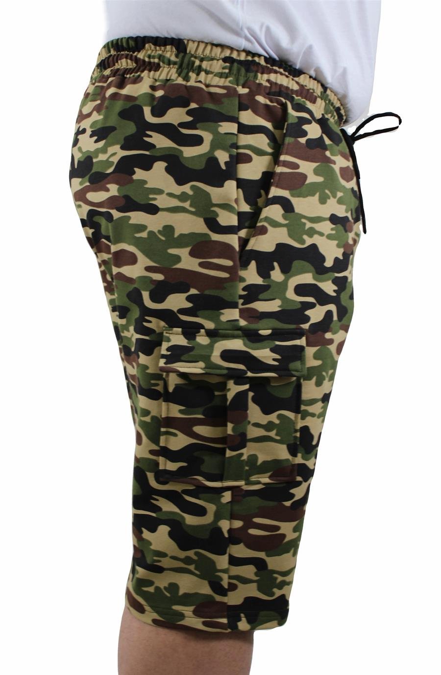 Mocgrande Büyük Beden Commando Camouflage Erkek Penye Şort 23606 BEJ