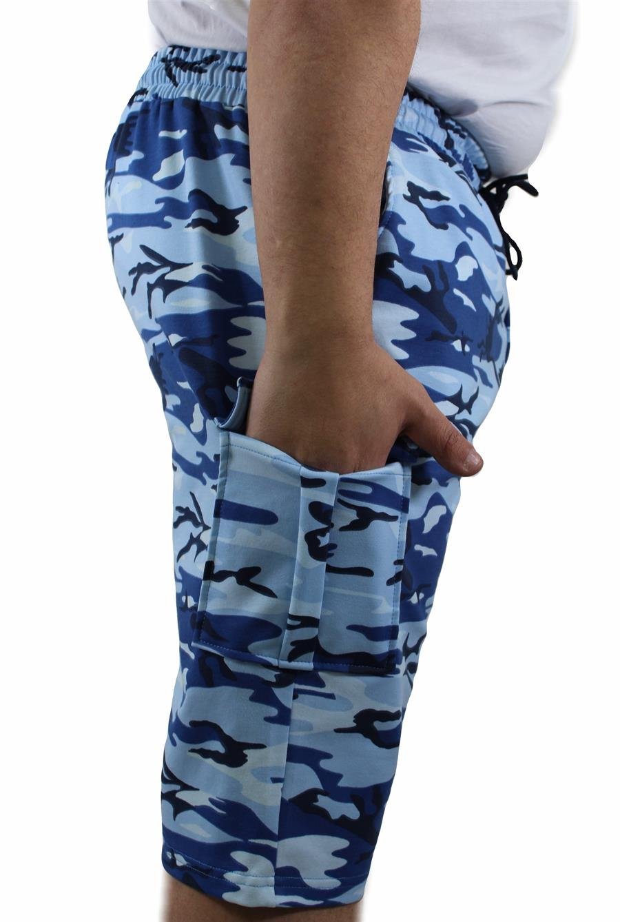 Mocgrande Büyük Beden Commando Camouflage Erkek Penye Şort 23606 Marin