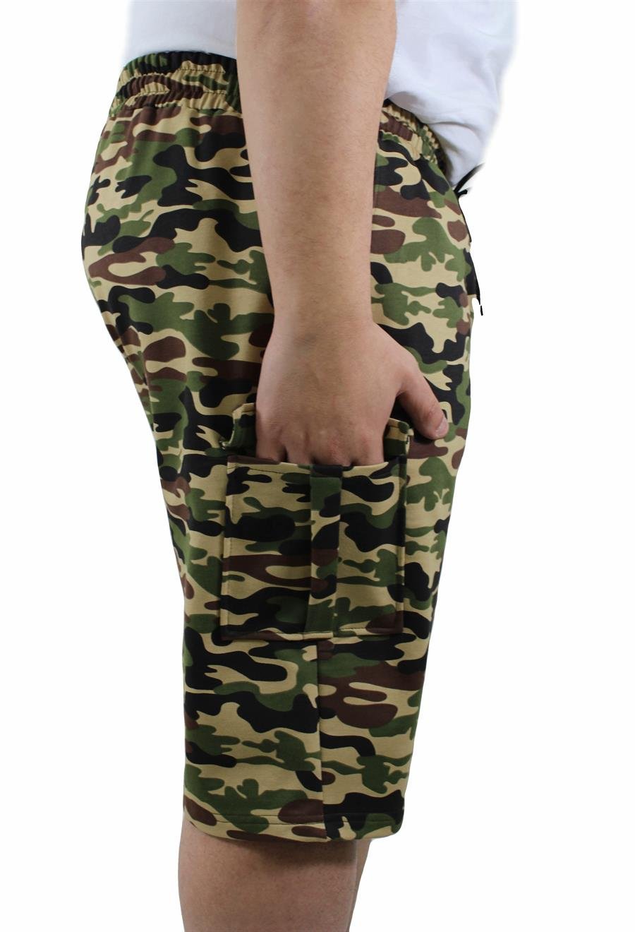 Mocgrande Büyük Beden Commando Camouflage Erkek Penye Şort 23606 BEJ