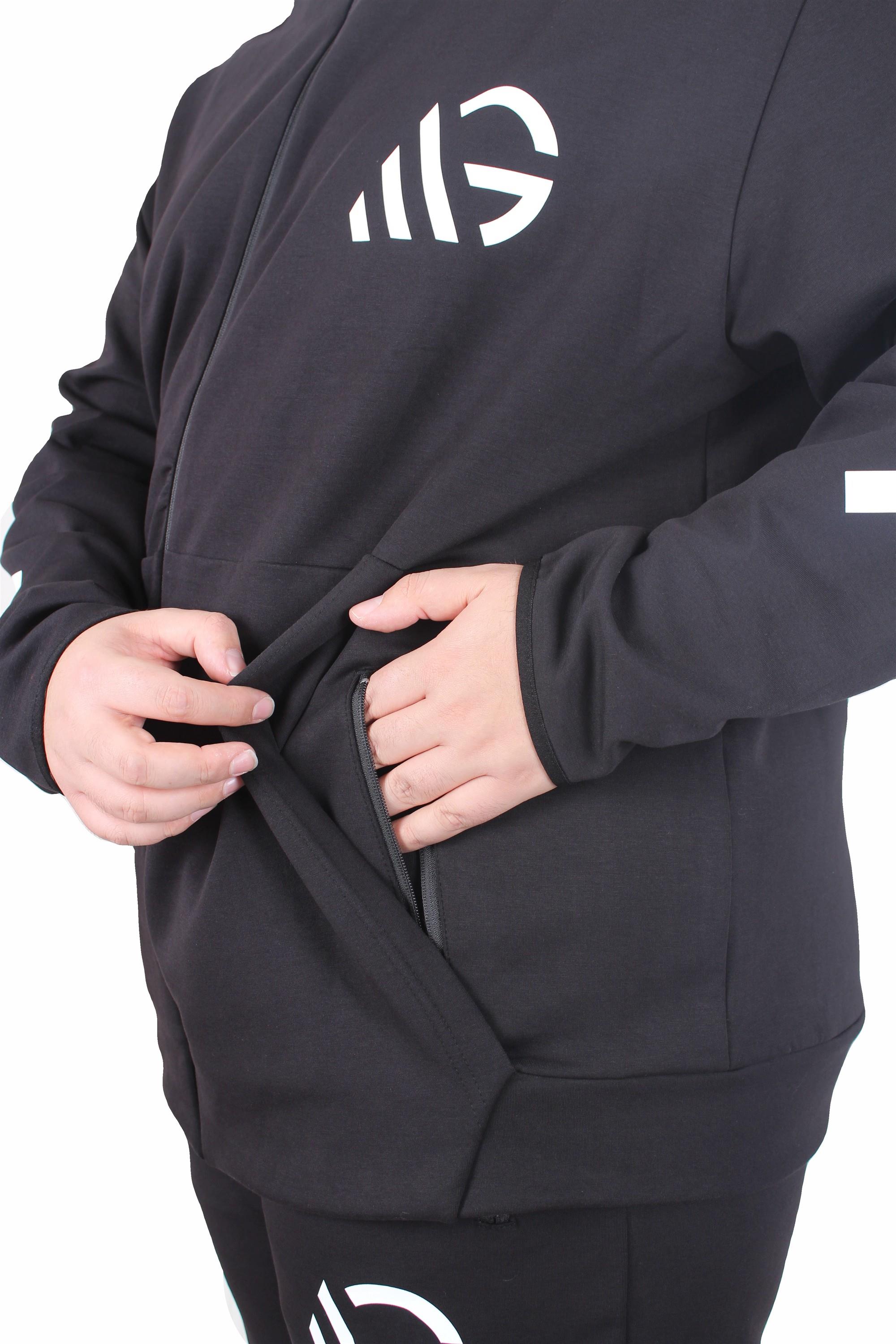 Mocgrande Büyük Beden Double Face Eşofman Takım M.G TK25611 SIYAH