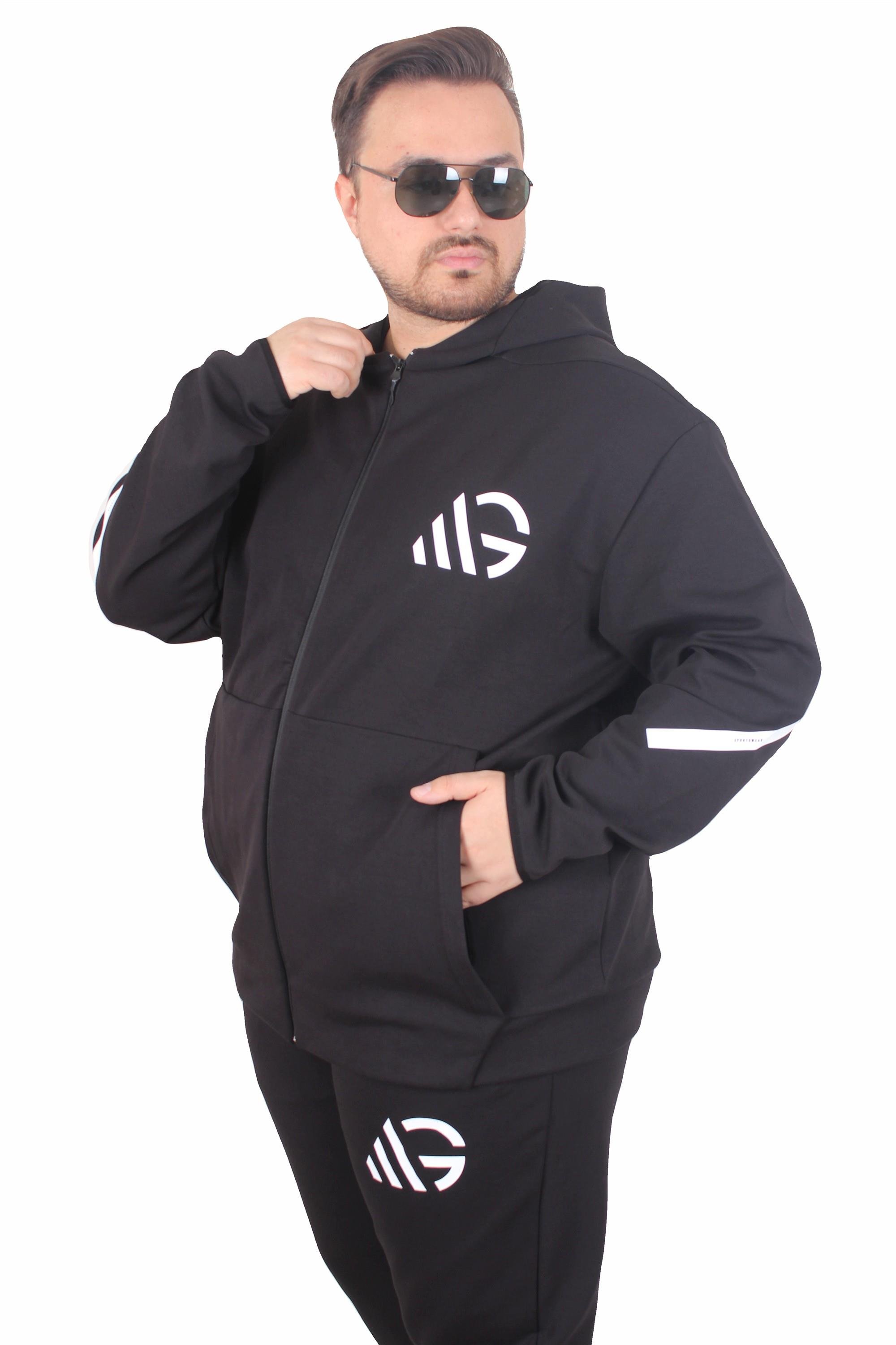 Mocgrande Büyük Beden Double Face Eşofman Takım M.G TK25611 SIYAH