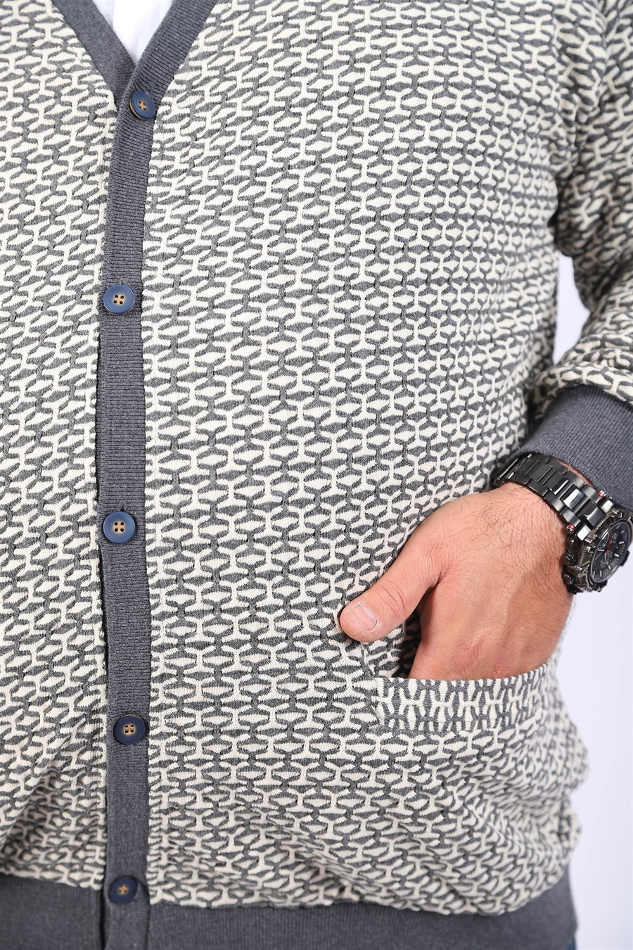 MocGrande Büyük Beden Düğmeli Hırka 22801