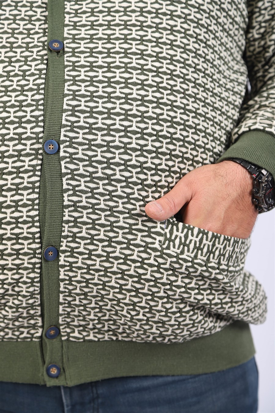 MocGrande Büyük Beden Düğmeli Hırka 22801