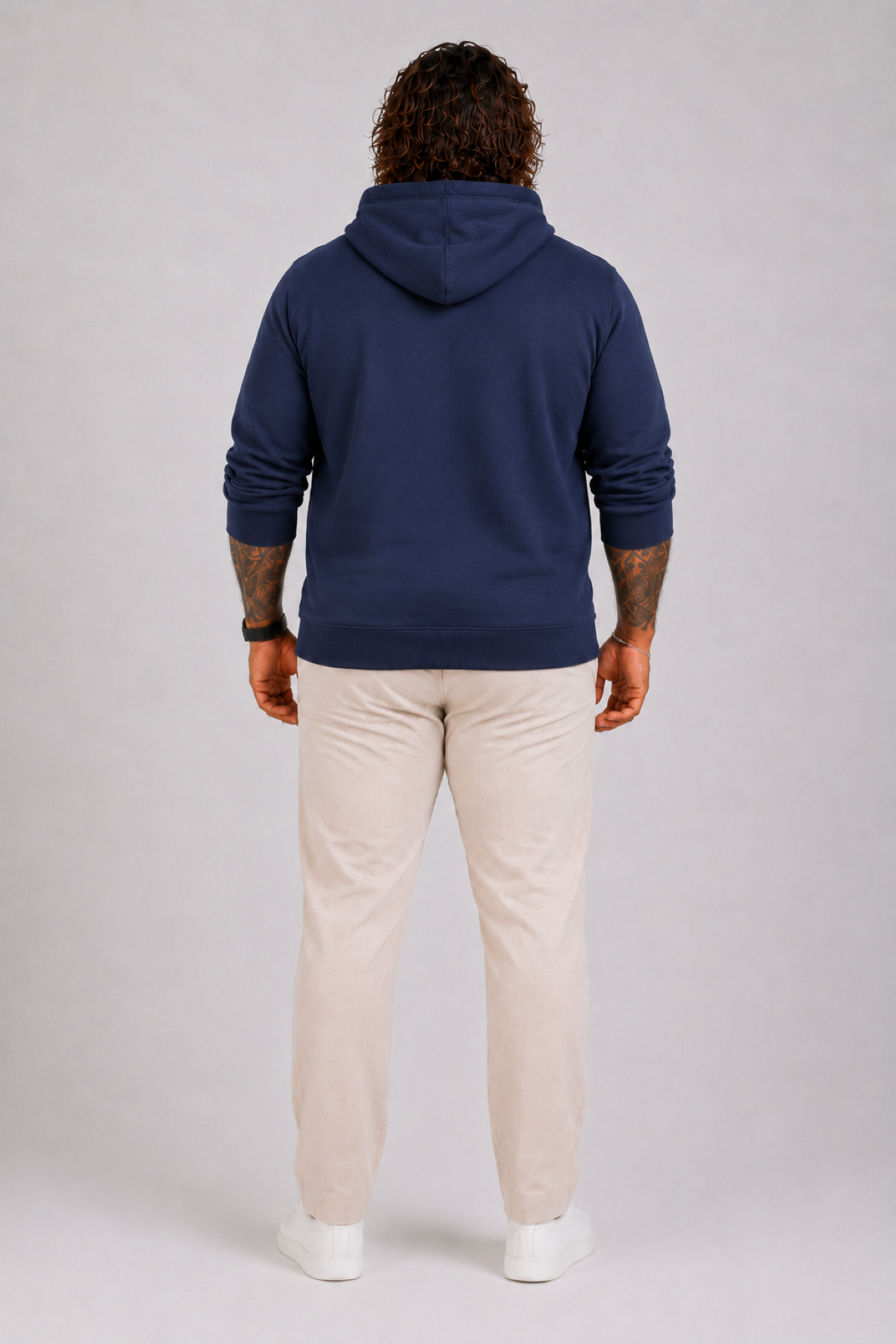 MocGrande Büyük Beden Erkek Basic Sweat Kapüşonlu 11700 INDIGO