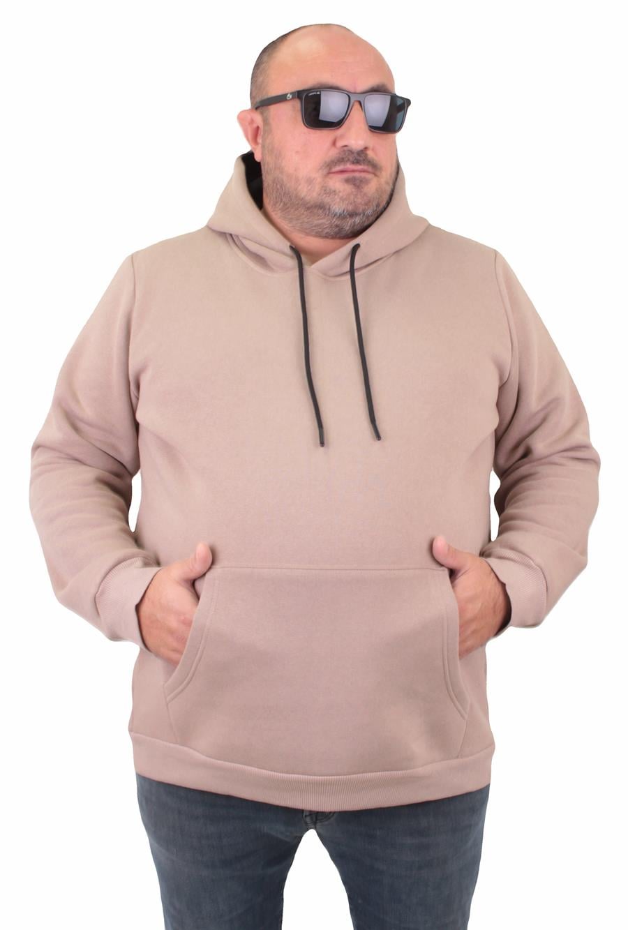 MocGrande Büyük Beden Erkek Basic Sweat Kapüşonlu 11700 TOPRAK