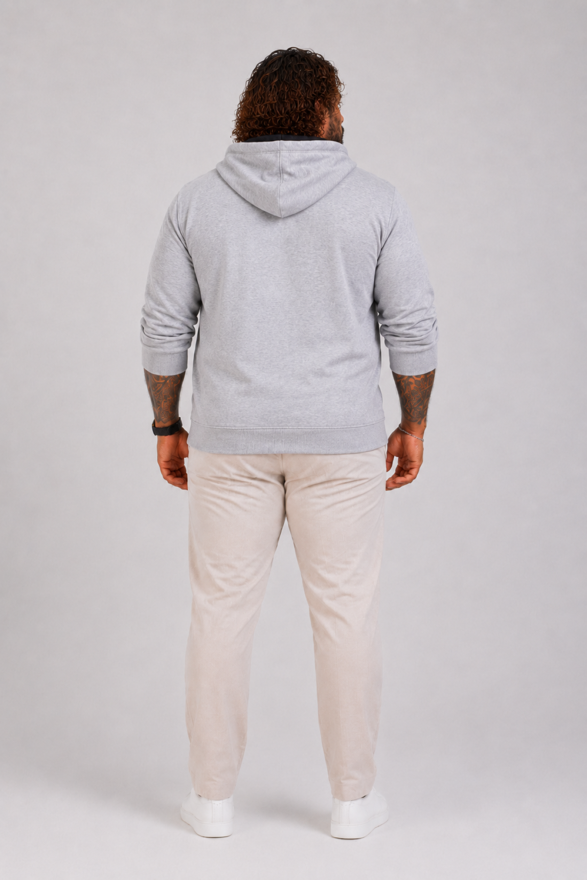 MocGrande Büyük Beden Erkek Basic Sweat Kapüşonlu 11700 GRI MELANJ