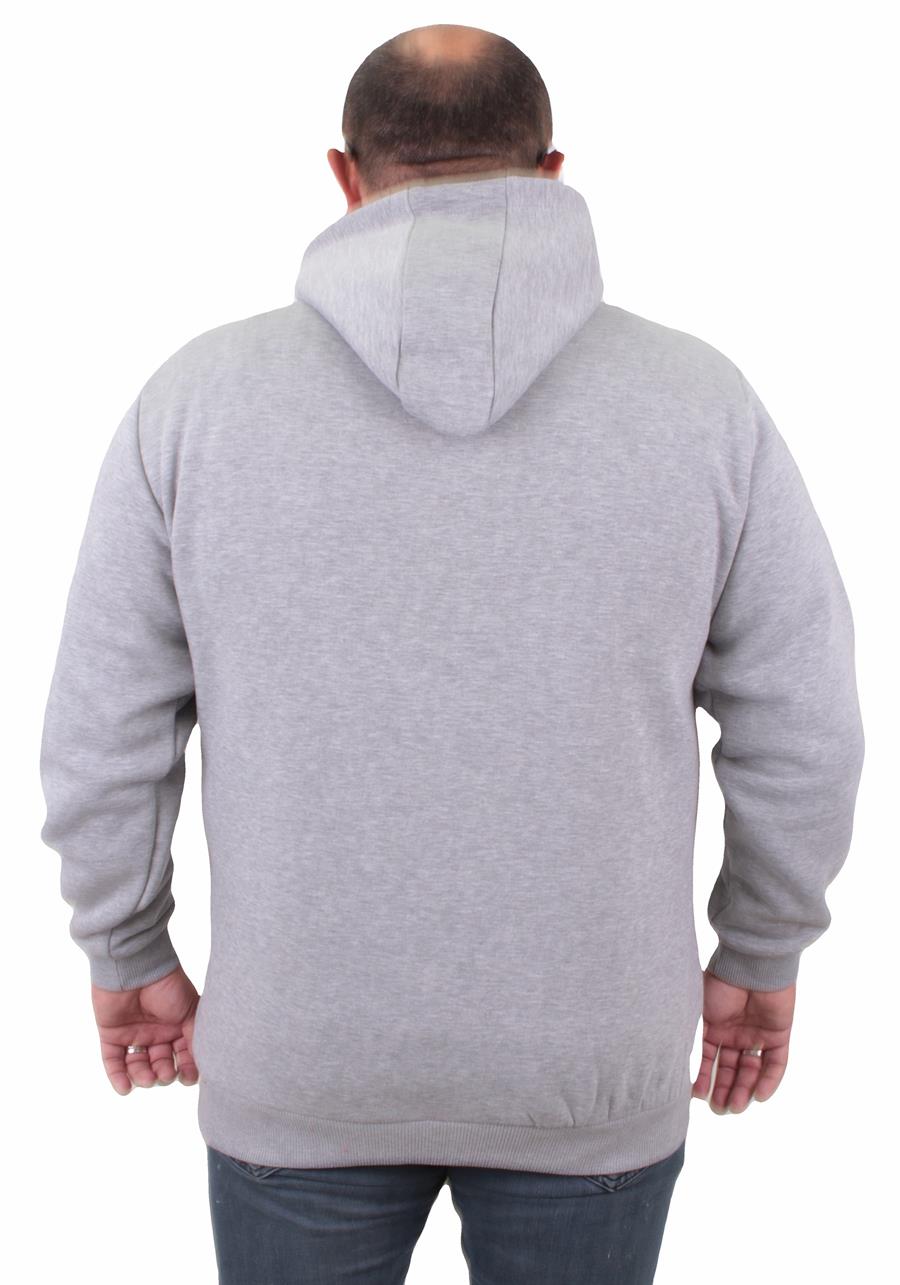 MocGrande Büyük Beden Erkek Basic Sweat Kapüşonlu 11700 GRI MELANJ