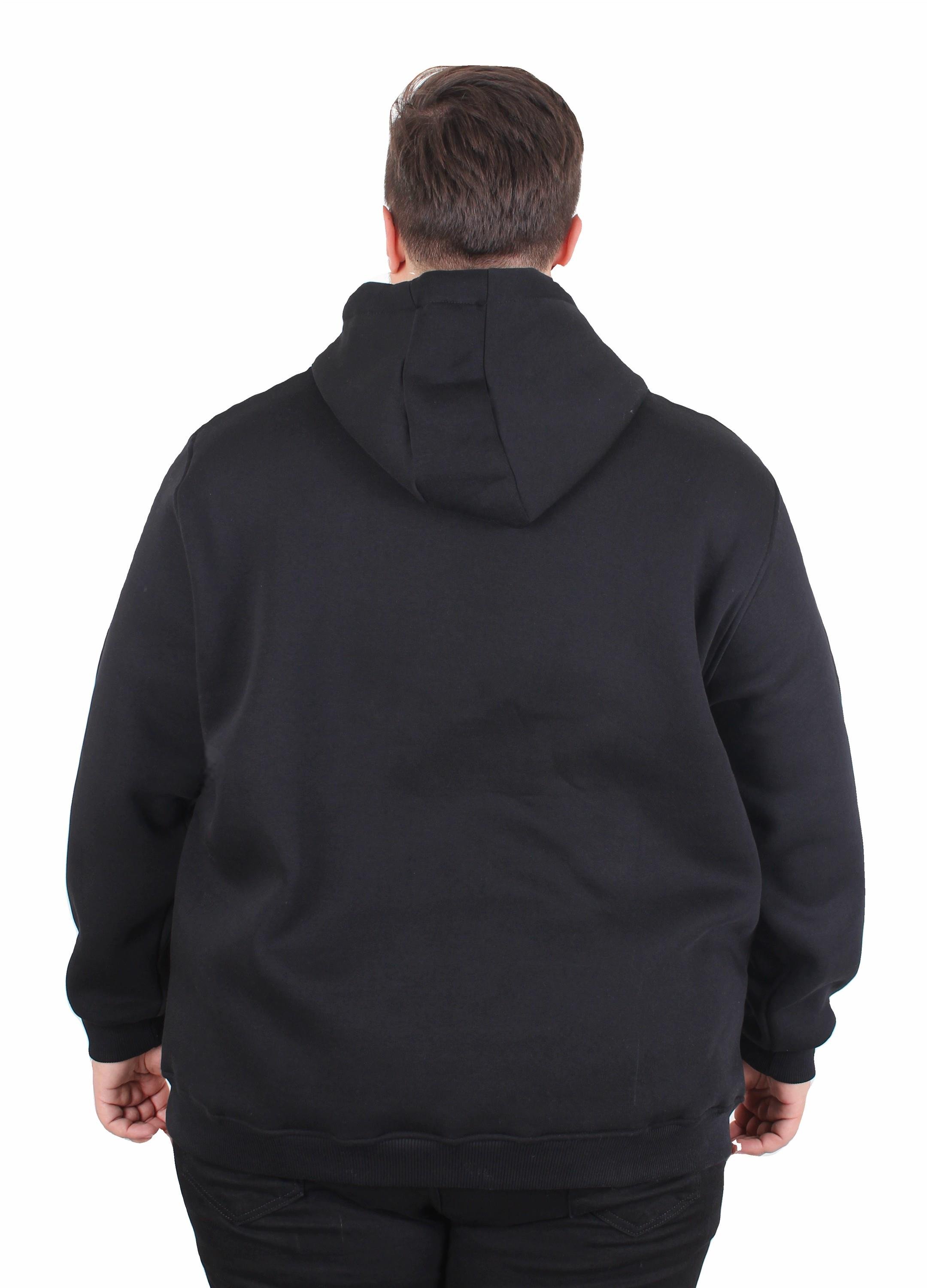 MocGrande Büyük Beden Erkek Basic Sweat Kapüşonlu 11700 SIYAH