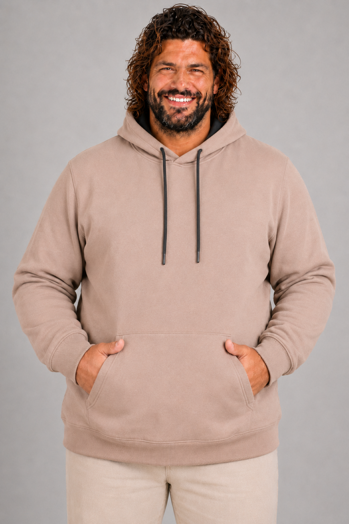 MocGrande Büyük Beden Erkek Basic Sweat Kapüşonlu 11700 TOPRAK