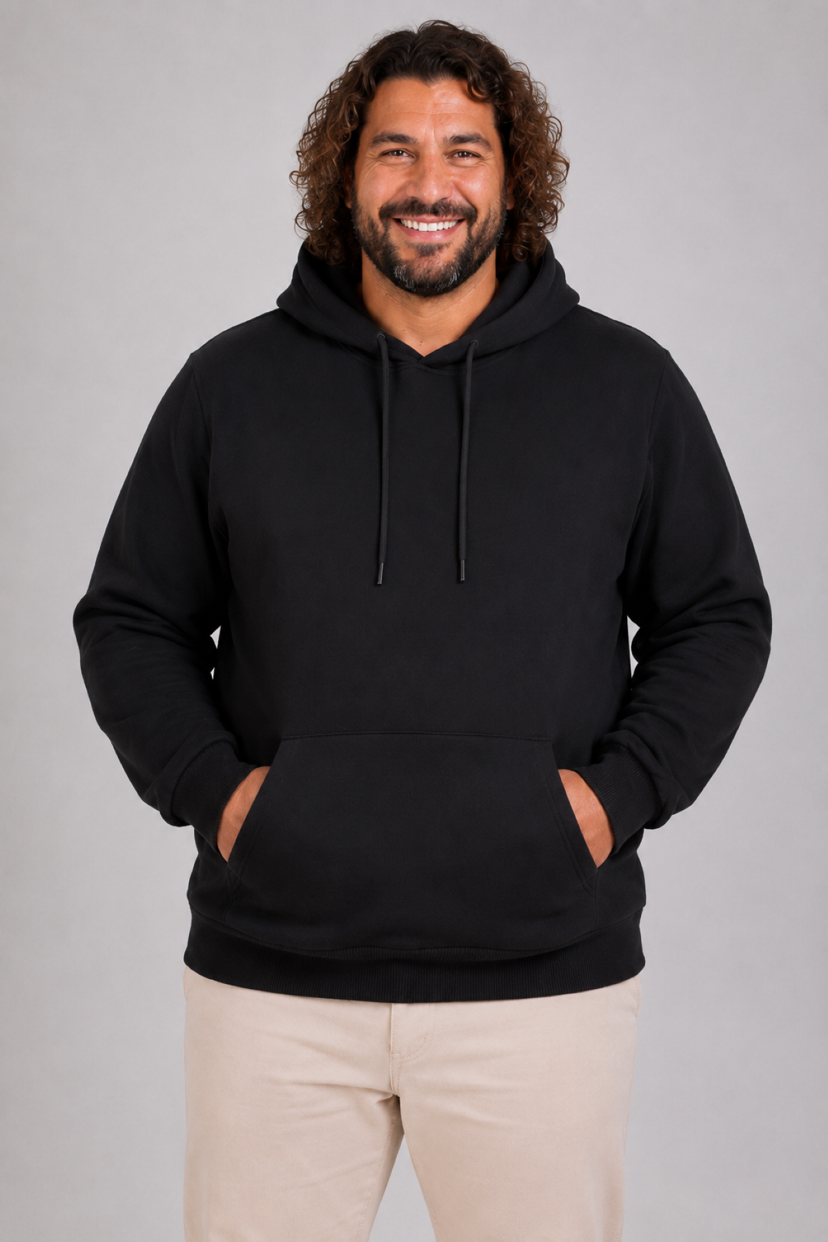 MocGrande Büyük Beden Erkek Basic Sweat Kapüşonlu 11700 SIYAH