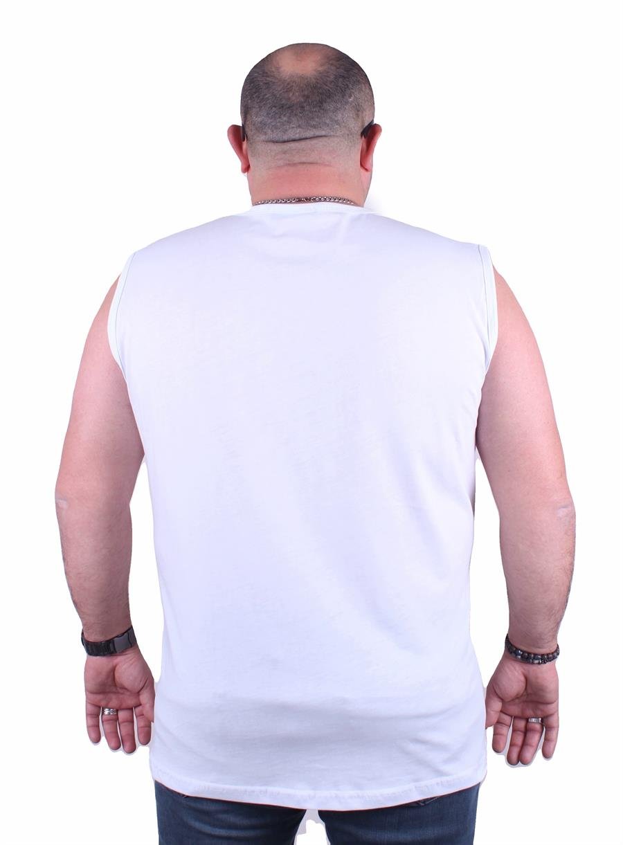 Mocgrande Büyük Beden Erkek Baskılı Kolsuz Tişört Nyc 23140 BEYAZ