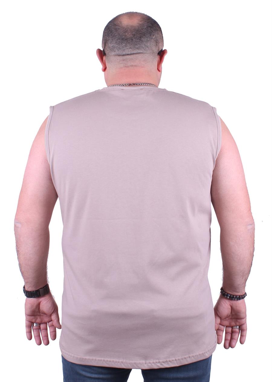 Mocgrande Büyük Beden Erkek Baskılı Kolsuz Tişört Good Vibes 23141 TOPRAK