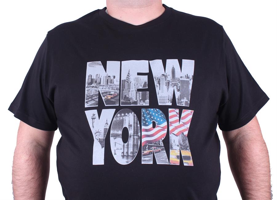 Mocgrande Büyük Beden Erkek Baskılı Tişört New York 23129 SIYAH