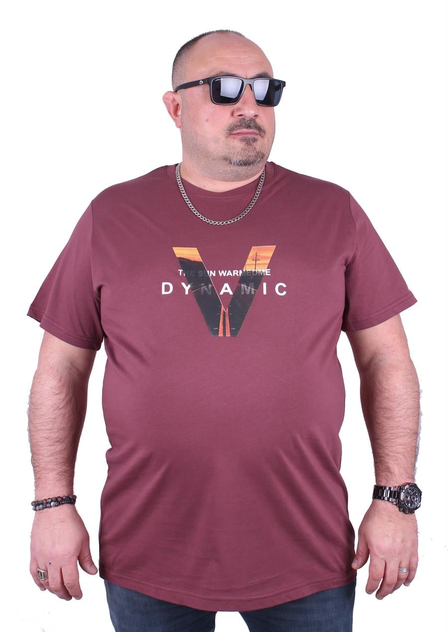 Mocgrande Büyük Beden Erkek Baskılı Tişört Dynamic 23133 Eflatun