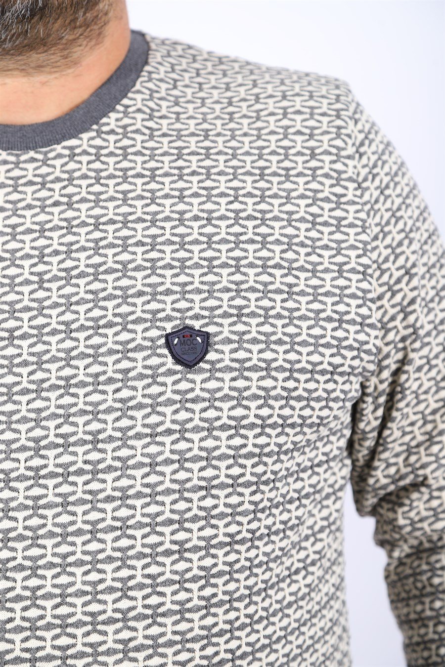 MocGrande Büyük Beden Erkek Bisiklet Yaka Sweatshirt 22715