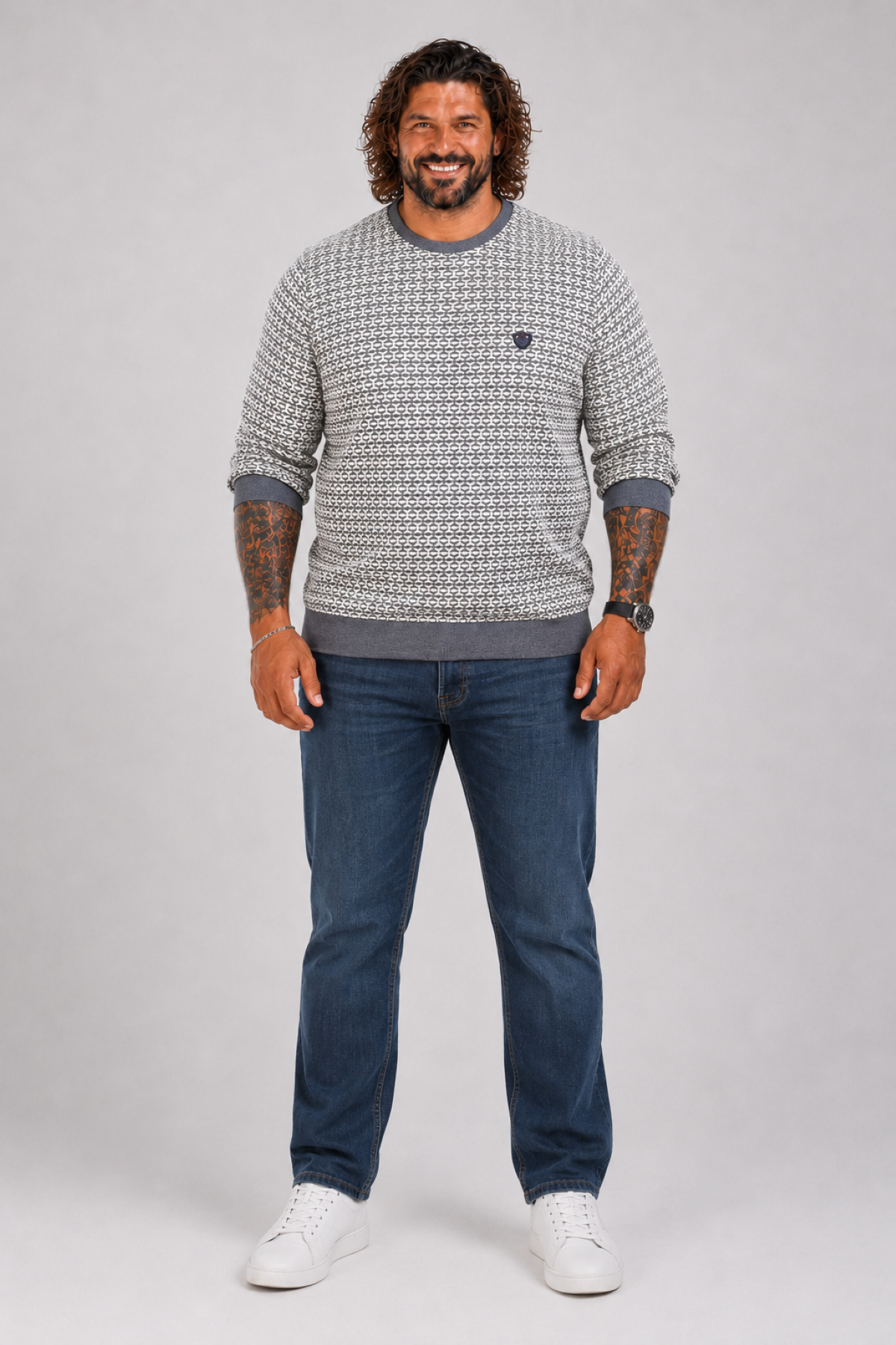 MocGrande Büyük Beden Erkek Bisiklet Yaka Sweatshirt 22715 ANTRASIT
