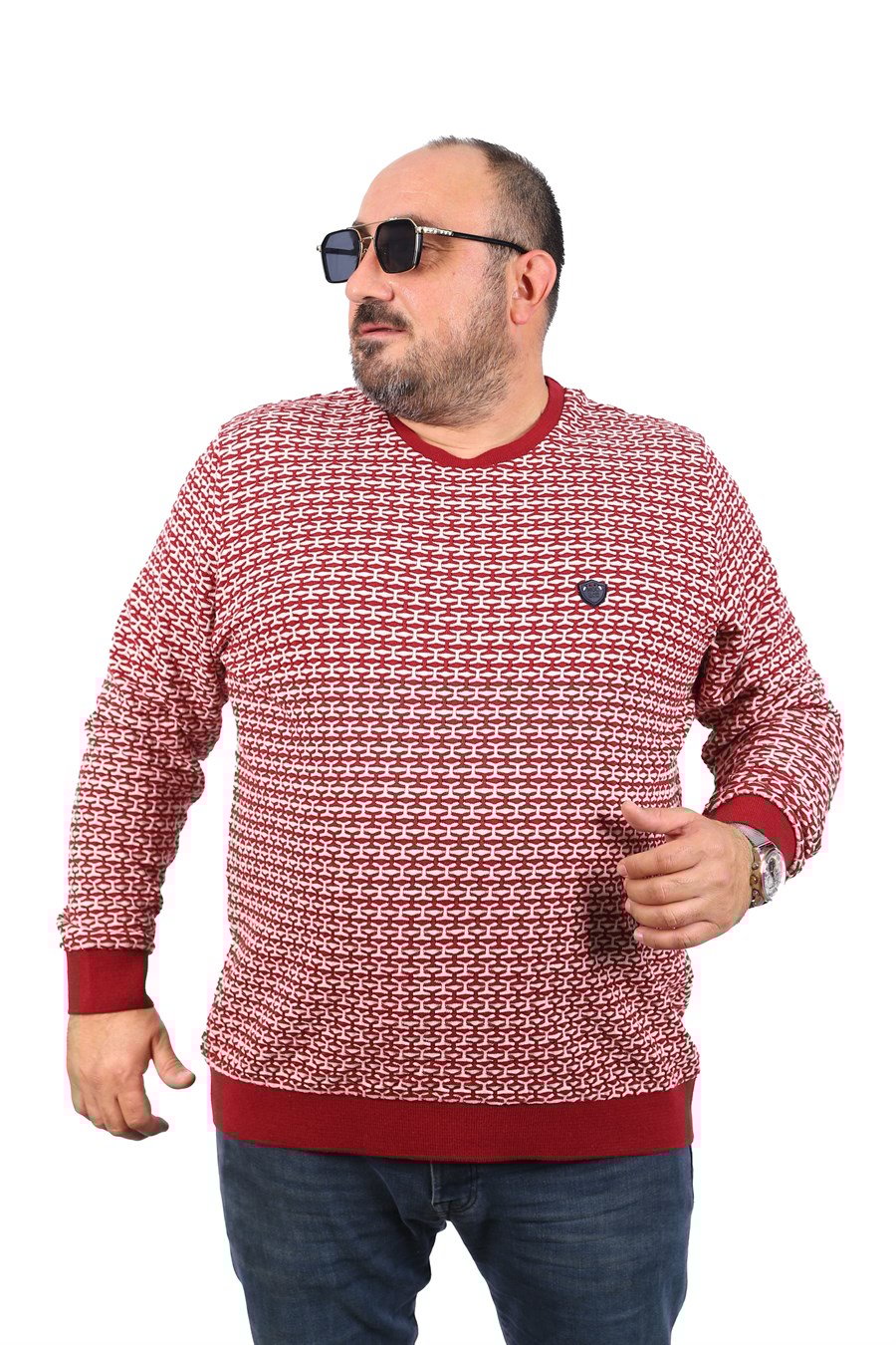 MocGrande Büyük Beden Erkek Bisiklet Yaka Sweatshirt 22715