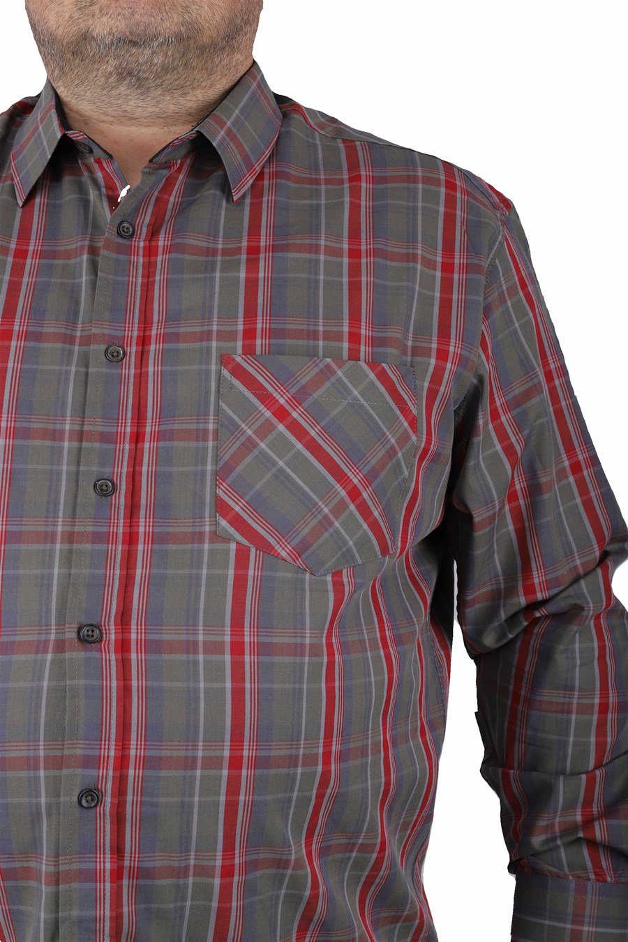 Mocgrande Büyük Beden Erkek Cepli Gömlek Estacional 23372 HAKI