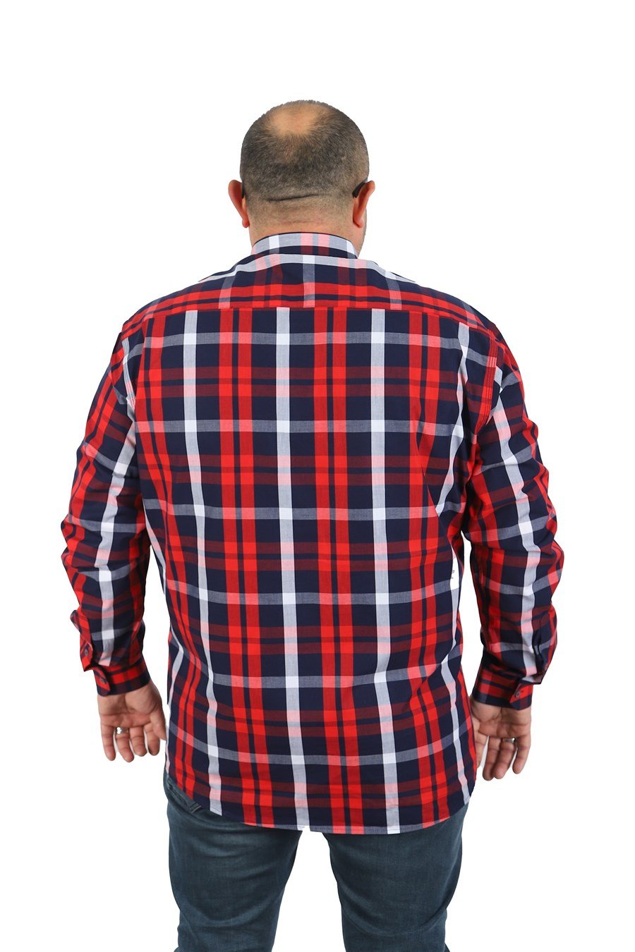Mocgrande Büyük Beden Erkek Cepli Gömlek Colourful Square 23364 BORDO