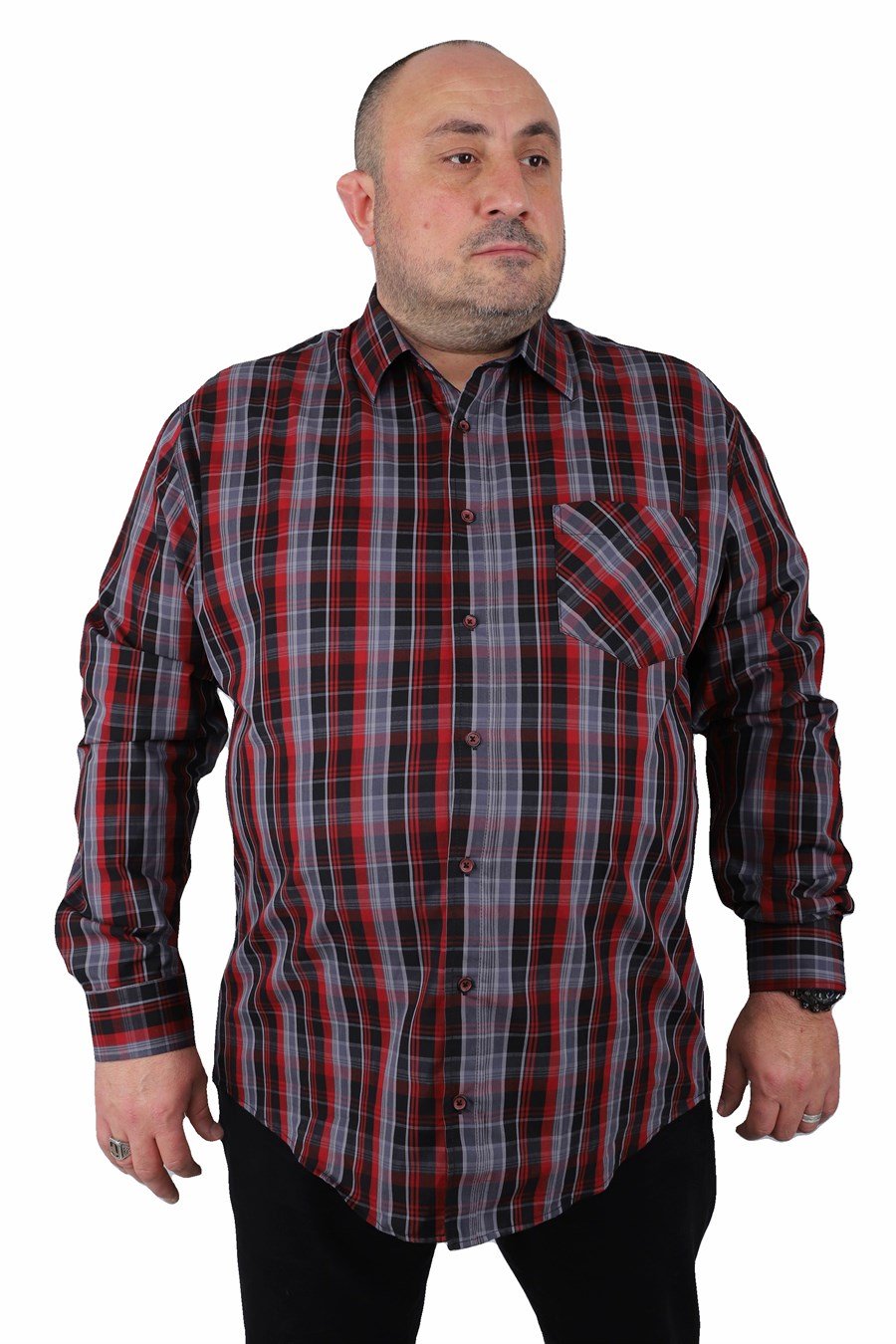 Mocgrande Büyük Beden Erkek Cepli Gömlek Estacional 23372 BORDO