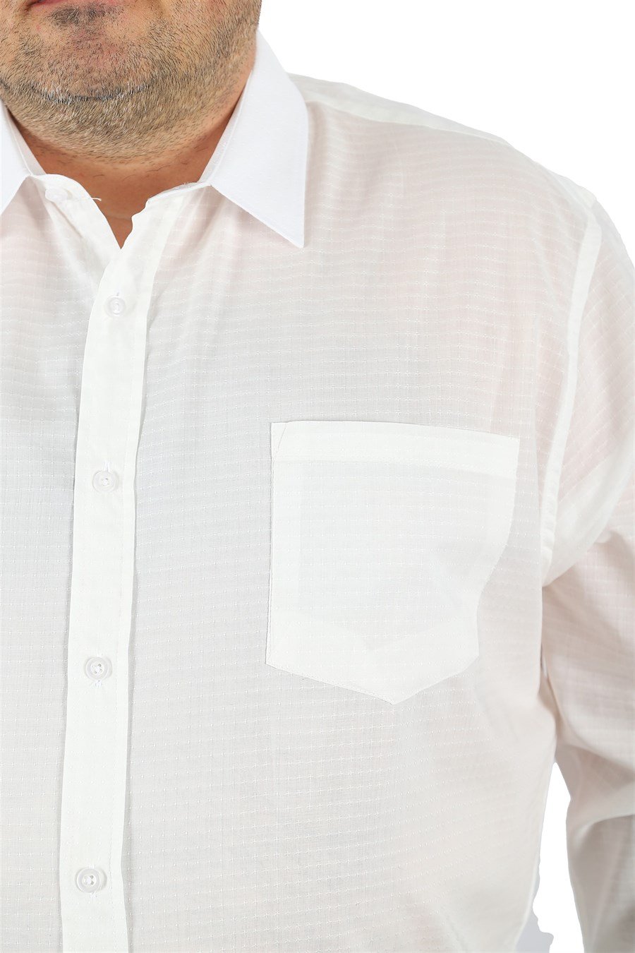 Mocgrande Büyük Beden Erkek Cepli Gömlek Cuadrado 23352 BEYAZ