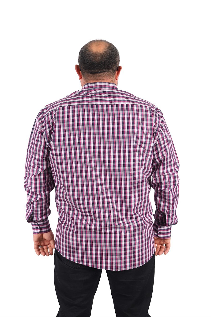 Mocgrande Büyük Beden Erkek Ekoseli Gömlek 23357 BEYAZ