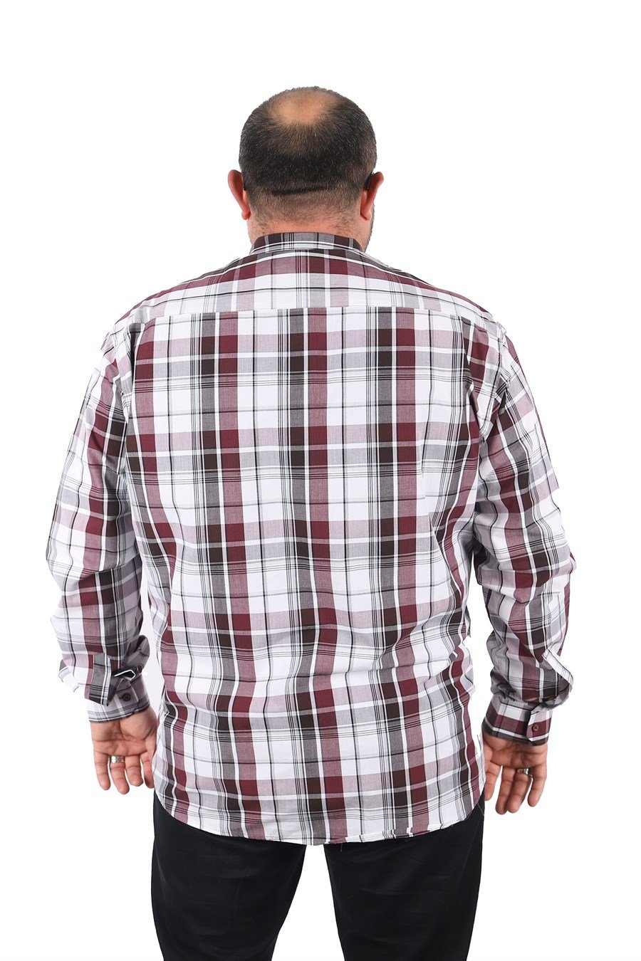 Mocgrande Büyük Beden Erkek Ekoseli Gömlek 23359 BEYAZ