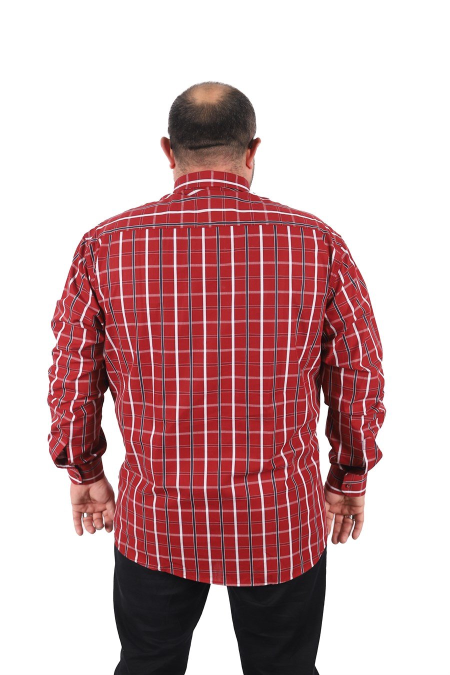 Mocgrande Büyük Beden Erkek Ekoseli Gömlek 23358 KIRMIZI