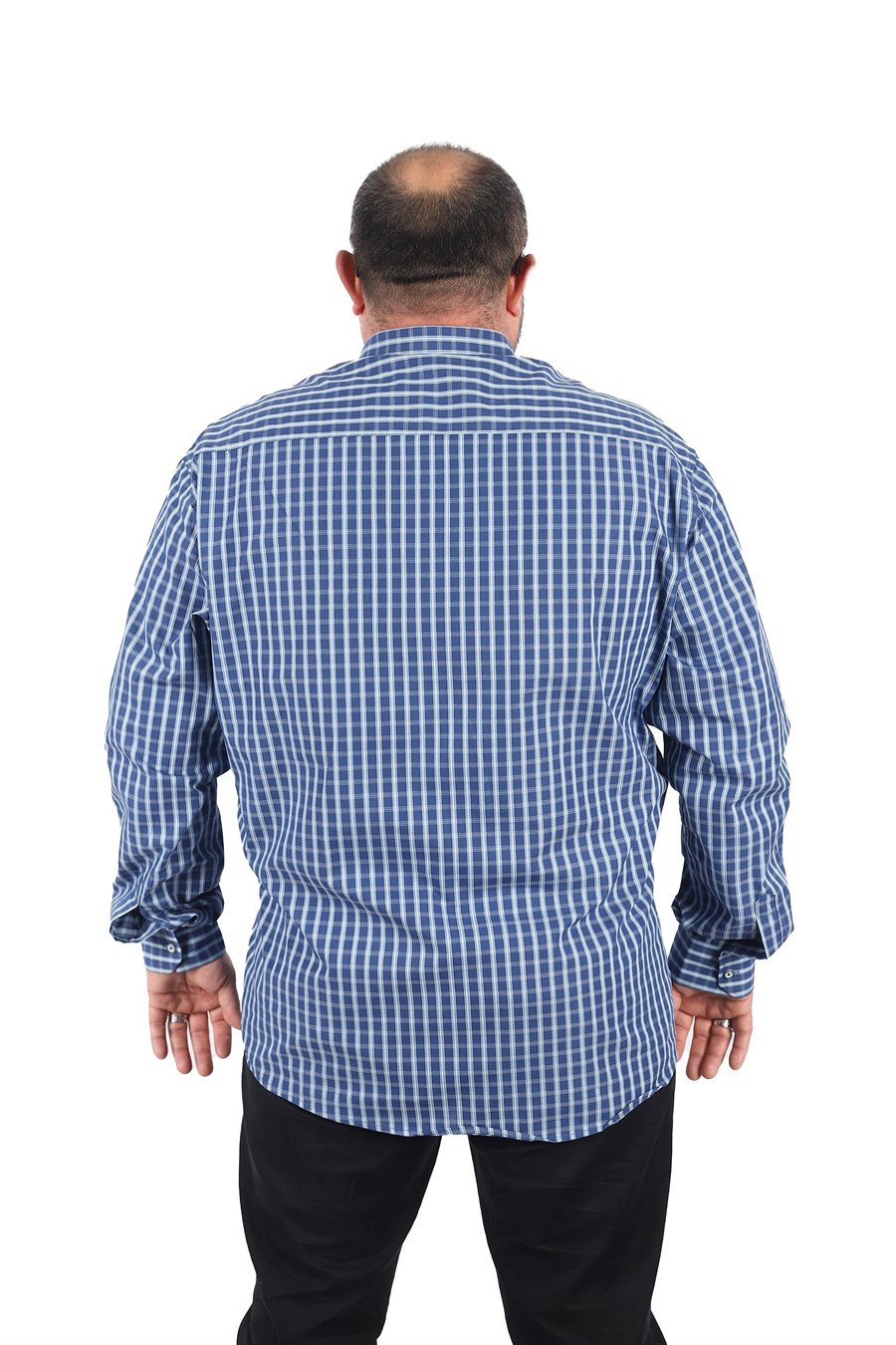 Mocgrande Büyük Beden Erkek Ekoseli Gömlek 23357 LACIVERT
