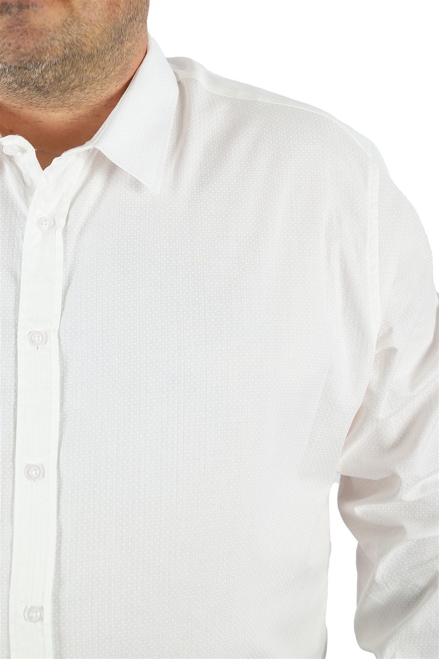 Mocgrande Büyük Beden Erkek Gömlek Punteado 23355 BEYAZ