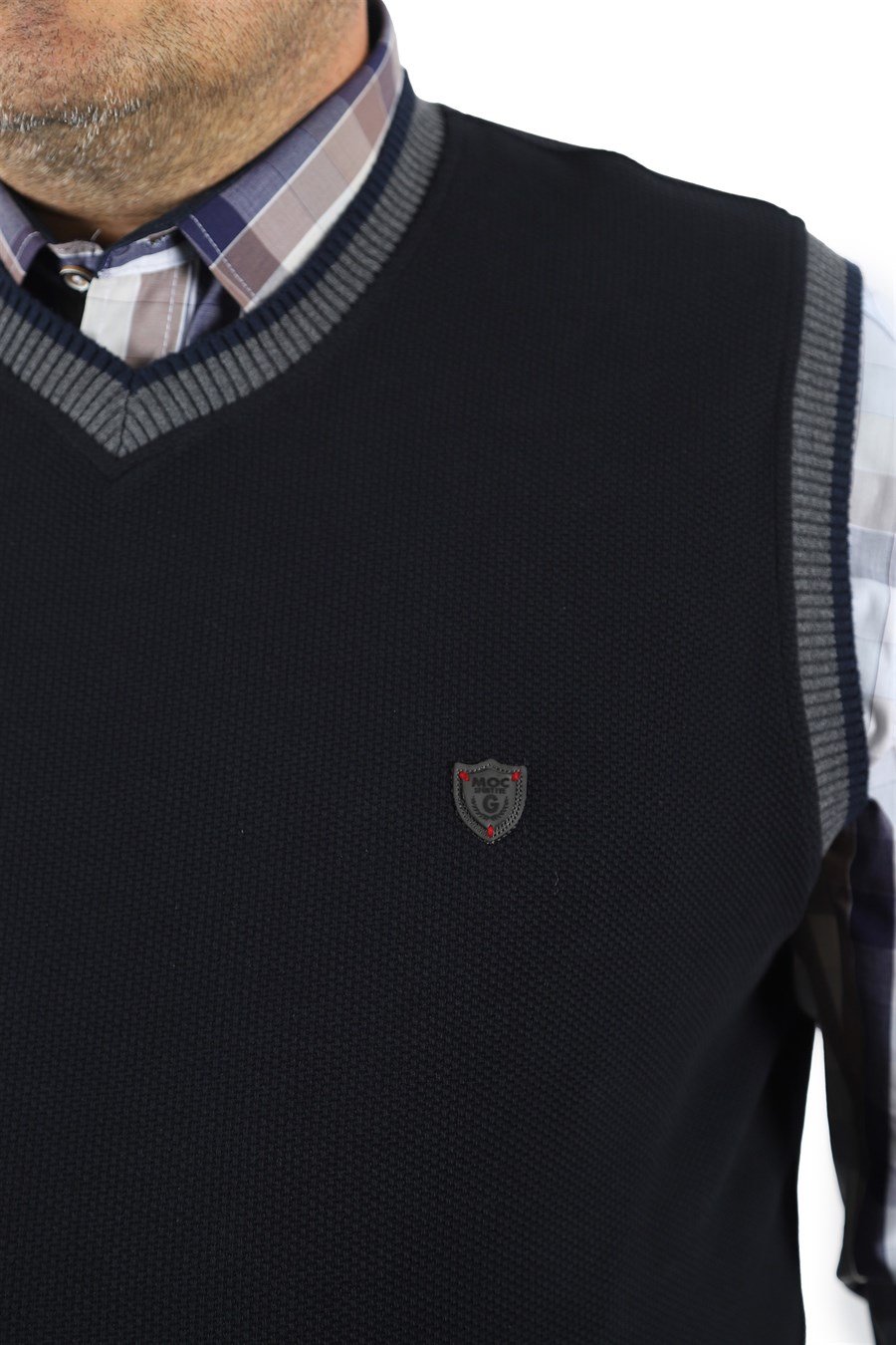 Mocgrande Büyük Beden Erkek Küçük Kareli Gömlek 23361 LACIVERT