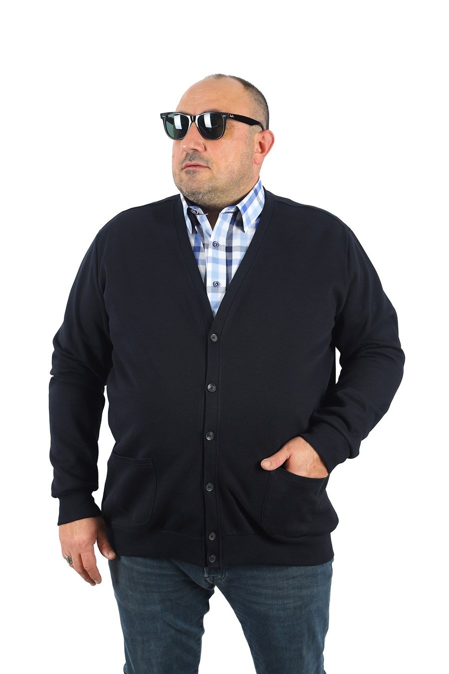 Mocgrande Büyük Beden Erkek Küçük Kareli Gömlek 23361 BEYAZ