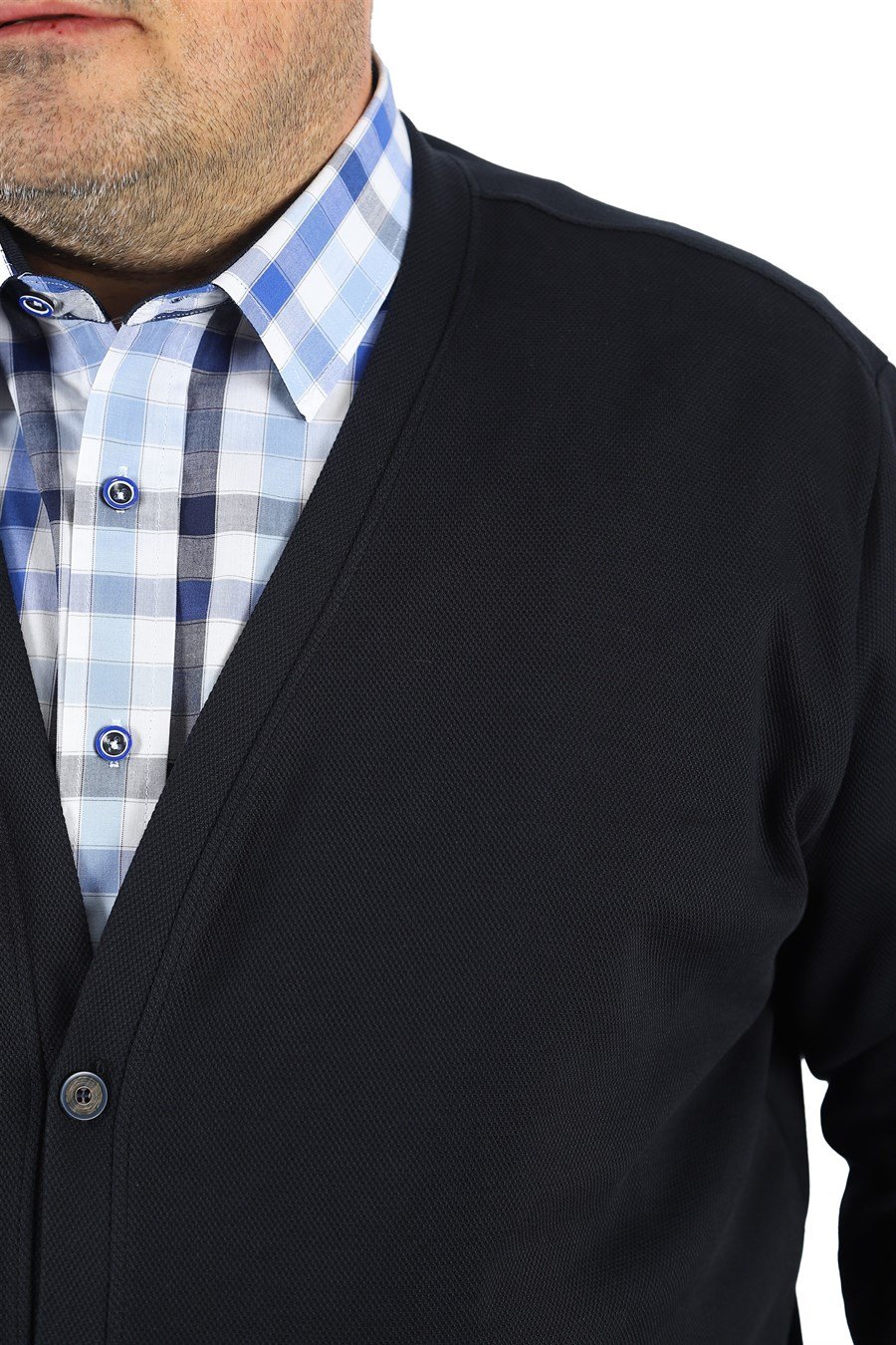 Mocgrande Büyük Beden Erkek Küçük Kareli Gömlek 23361 BEYAZ